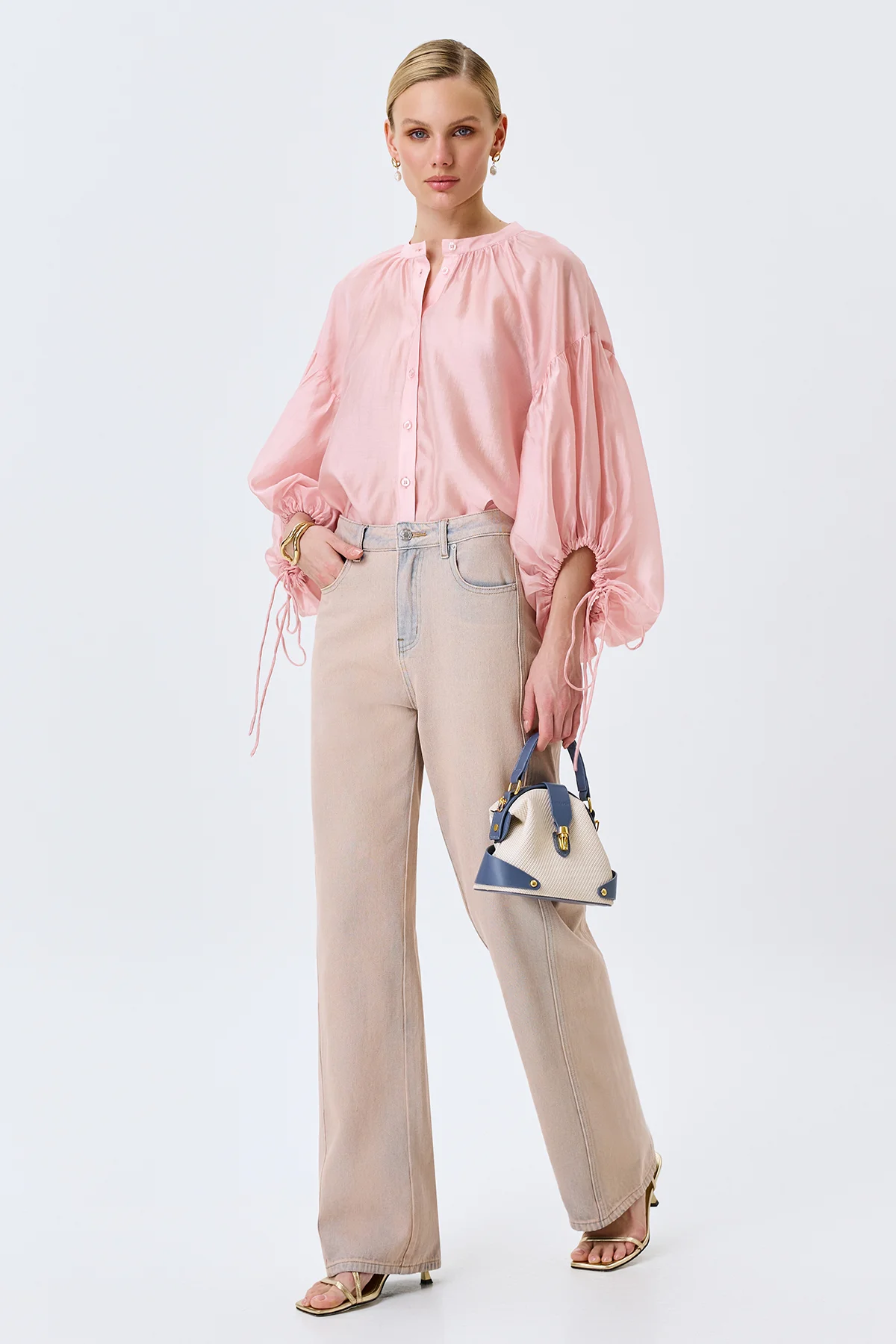 Прямые джинсы в оттенке чайной розы, 44