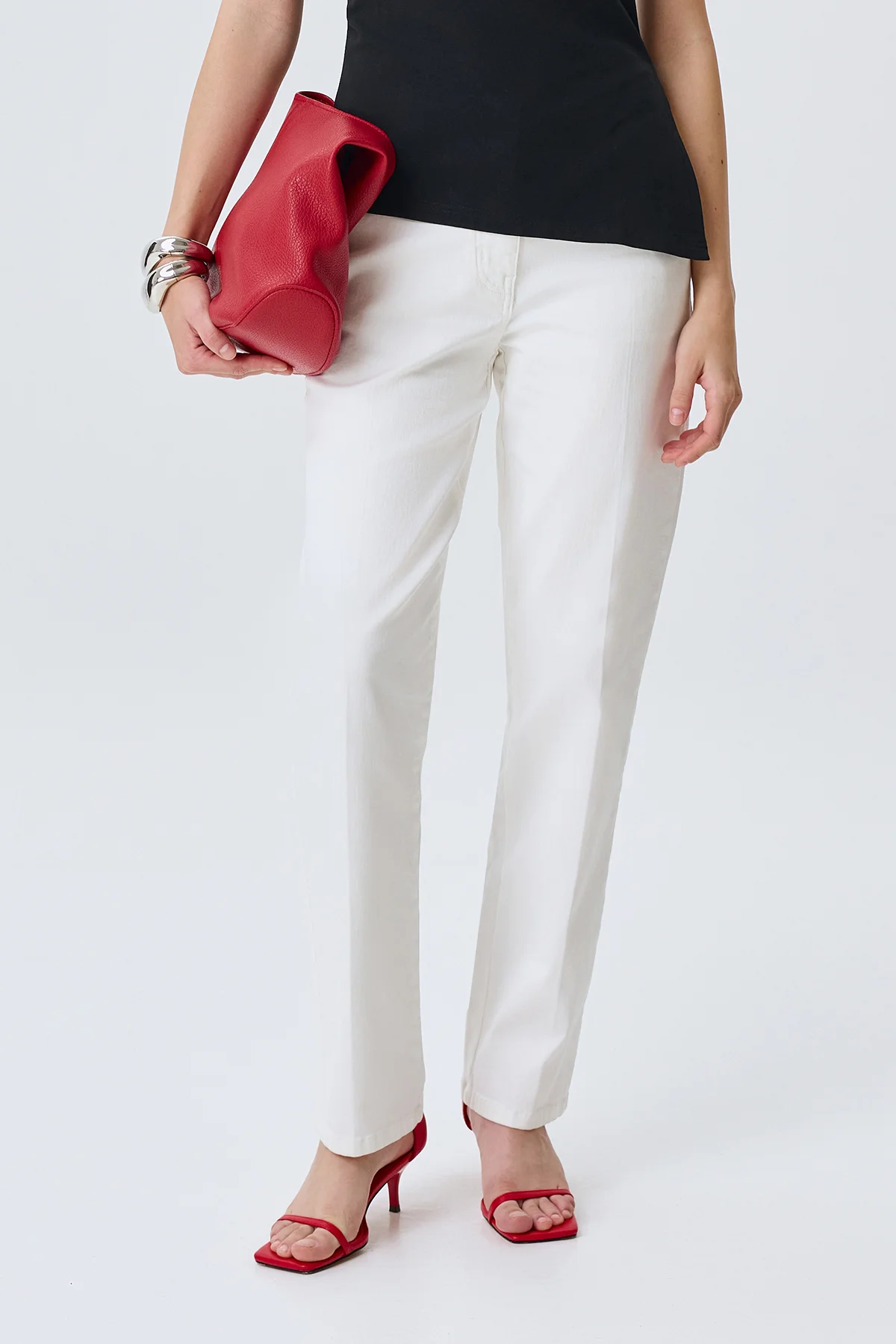 Прямые джинсы с акцентными швами, 42