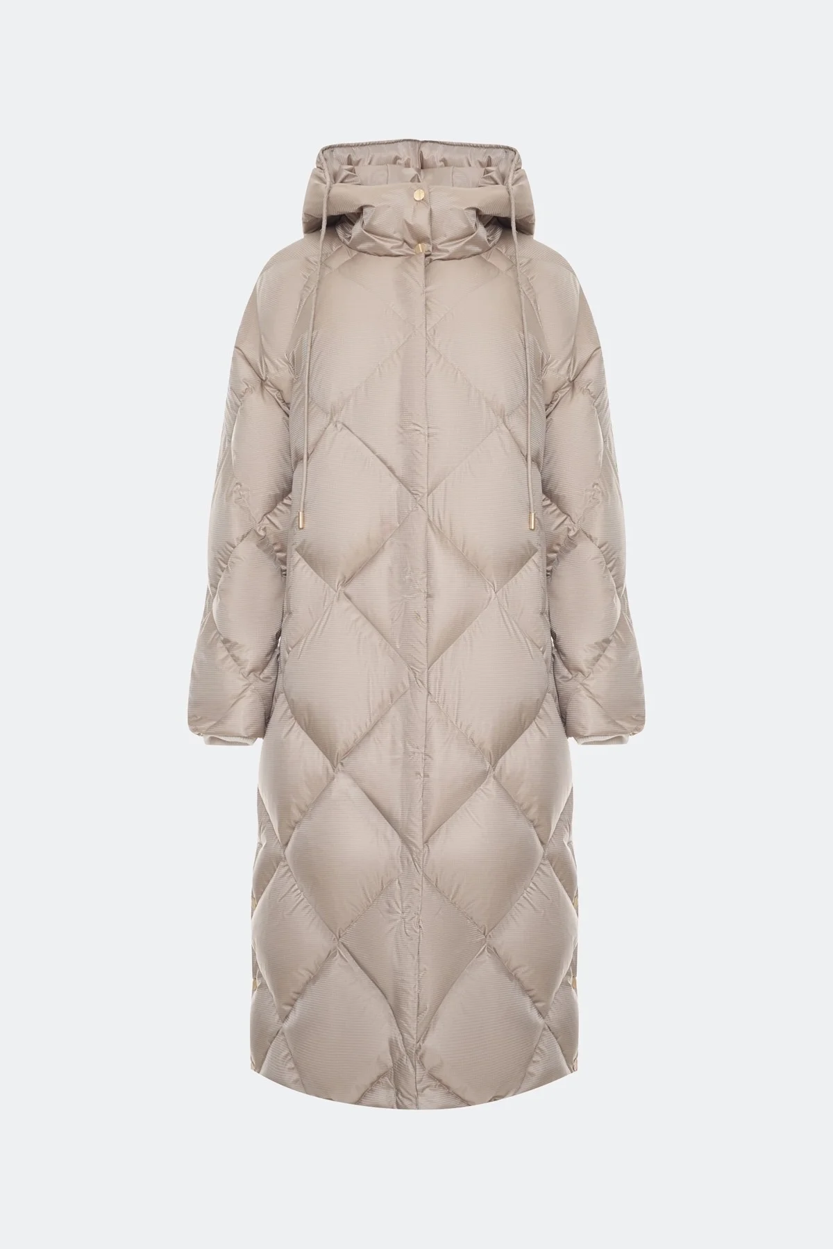 Пуховое пальто из фактурной ткани, 50