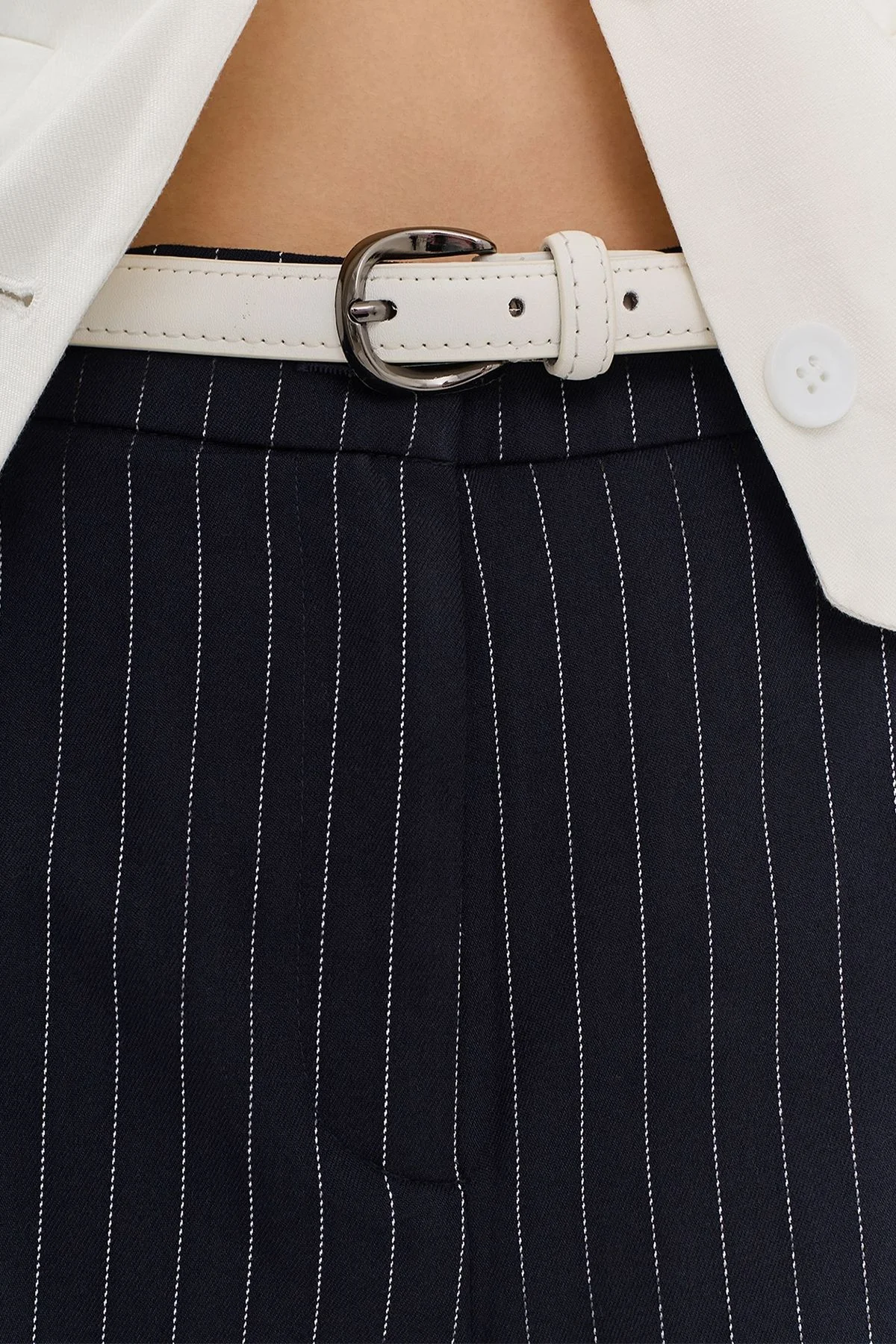 Ремень из искусственной кожи с круглой пряжкой, S