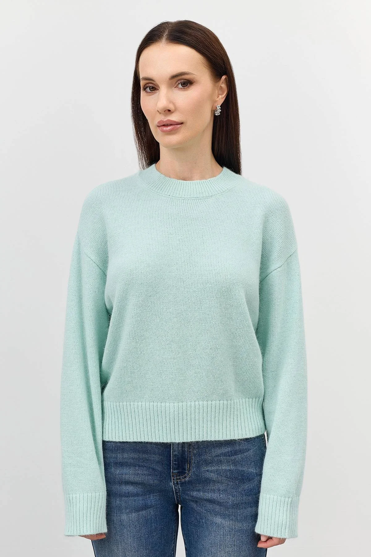 Лимитированная серия пушистый джемпер с ангорой и ремень, 50