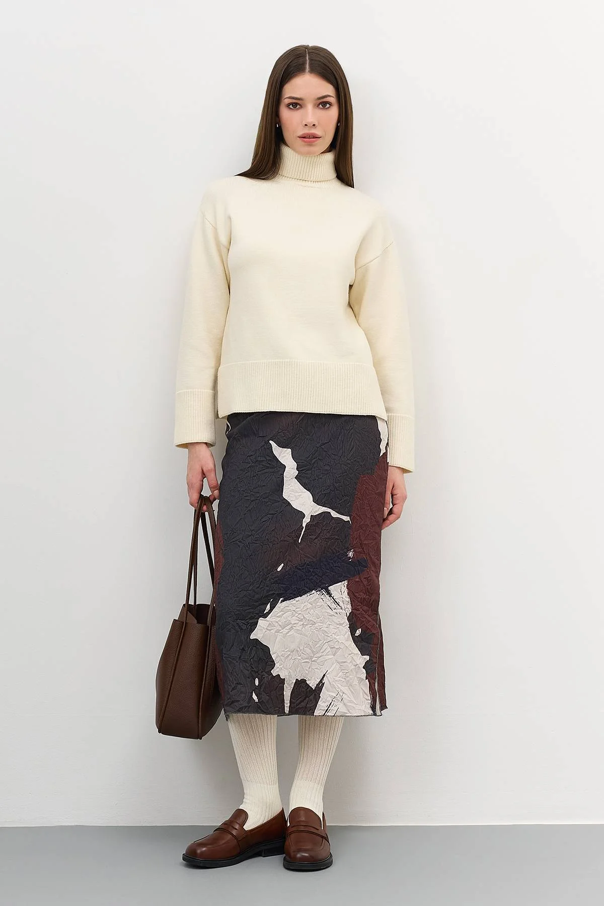 Лимитированная серия джемпер с воротником гольф и ремень, 48