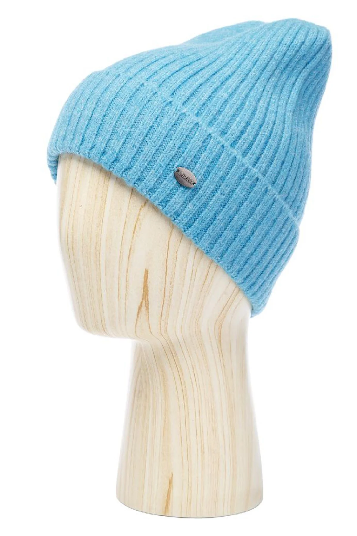 Классическая шапка бини с отворотом в ярко-голубом цвете, 57