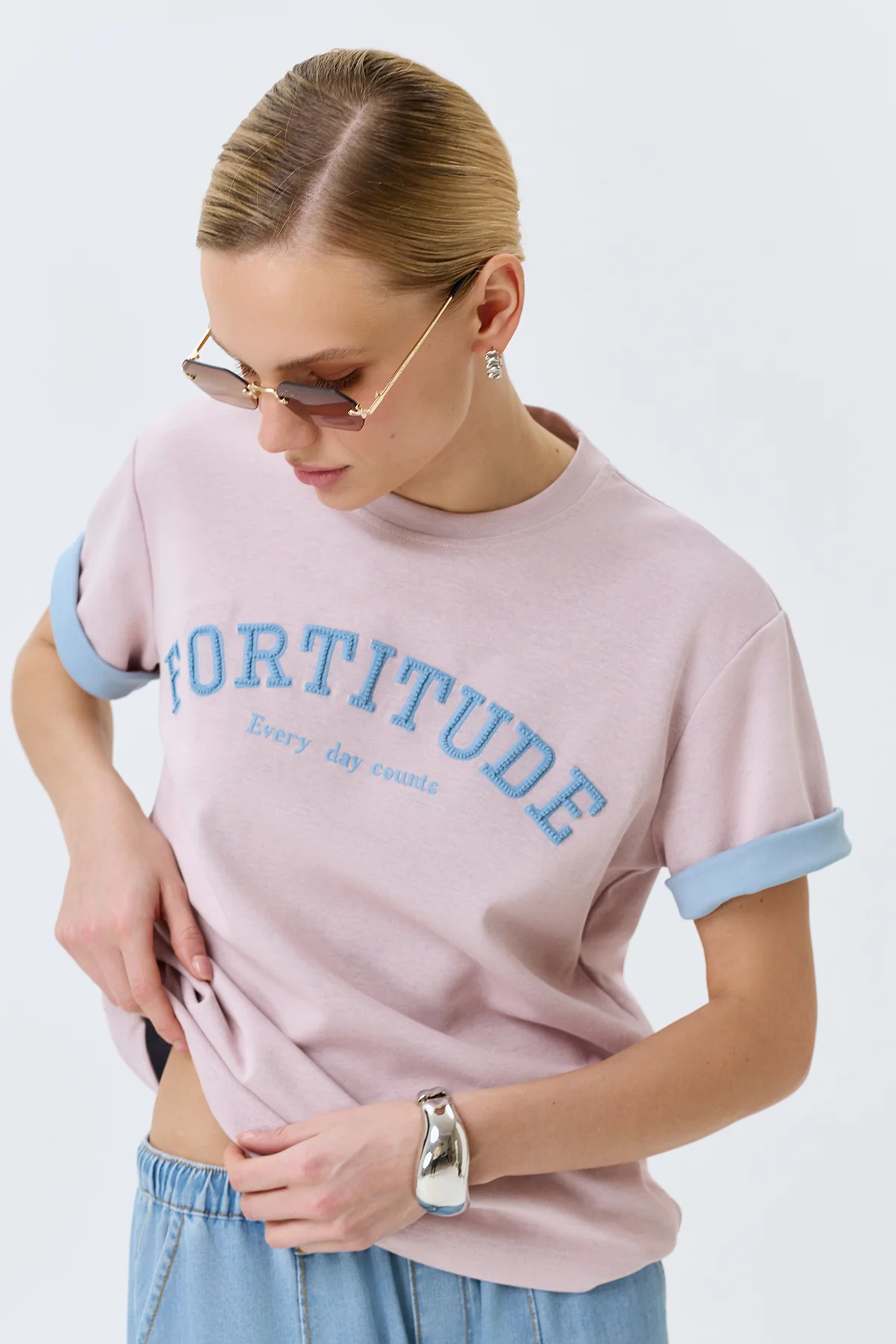 Прямая футболка в стиле "College", 44