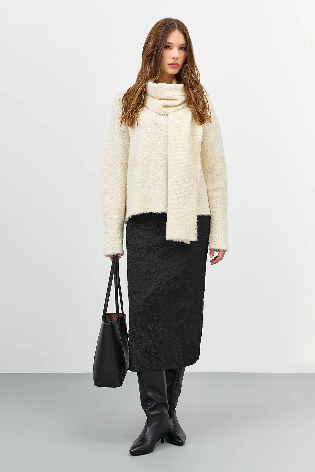 Юбка-плиссе из фактурной ткани, 44