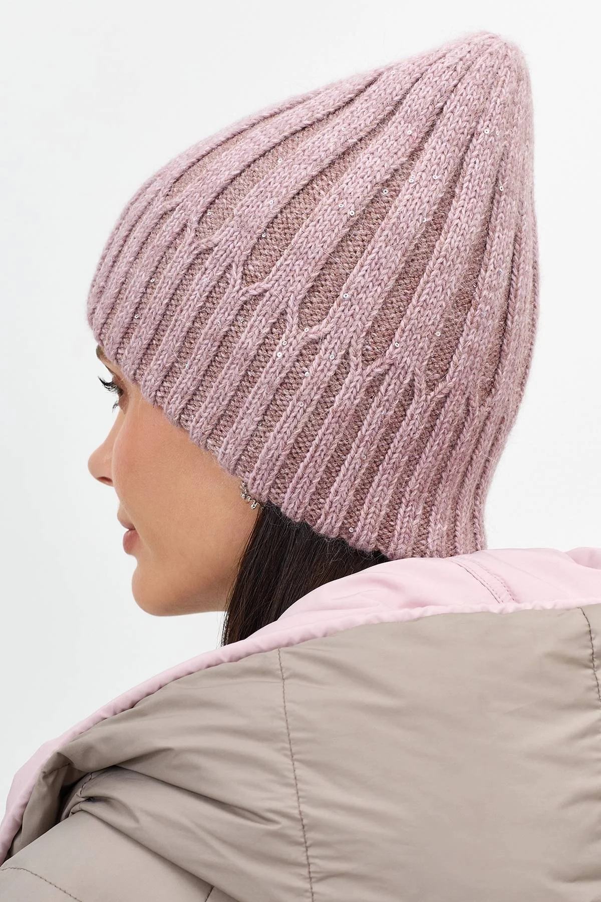 Шапка с мерцающим люрексом и ангорой, One