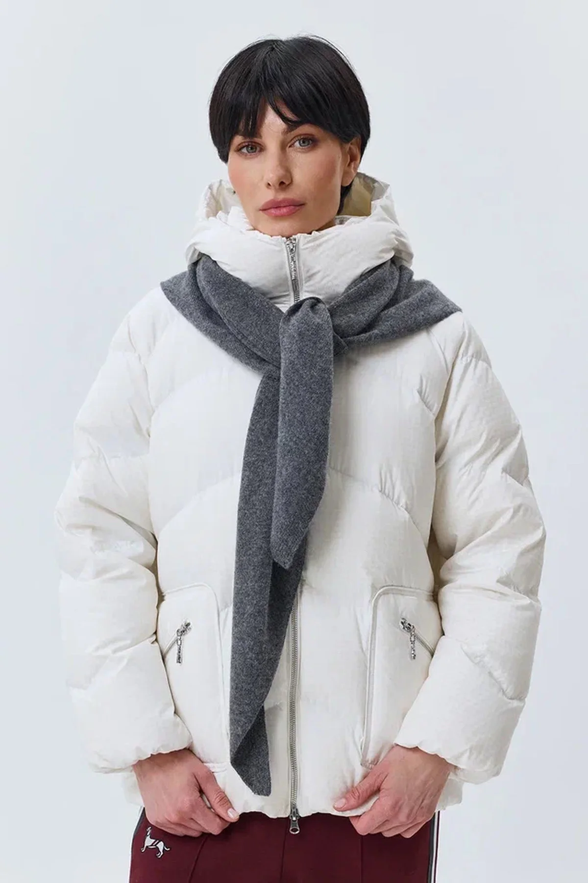 Косынка серая из 100% шерсти, One