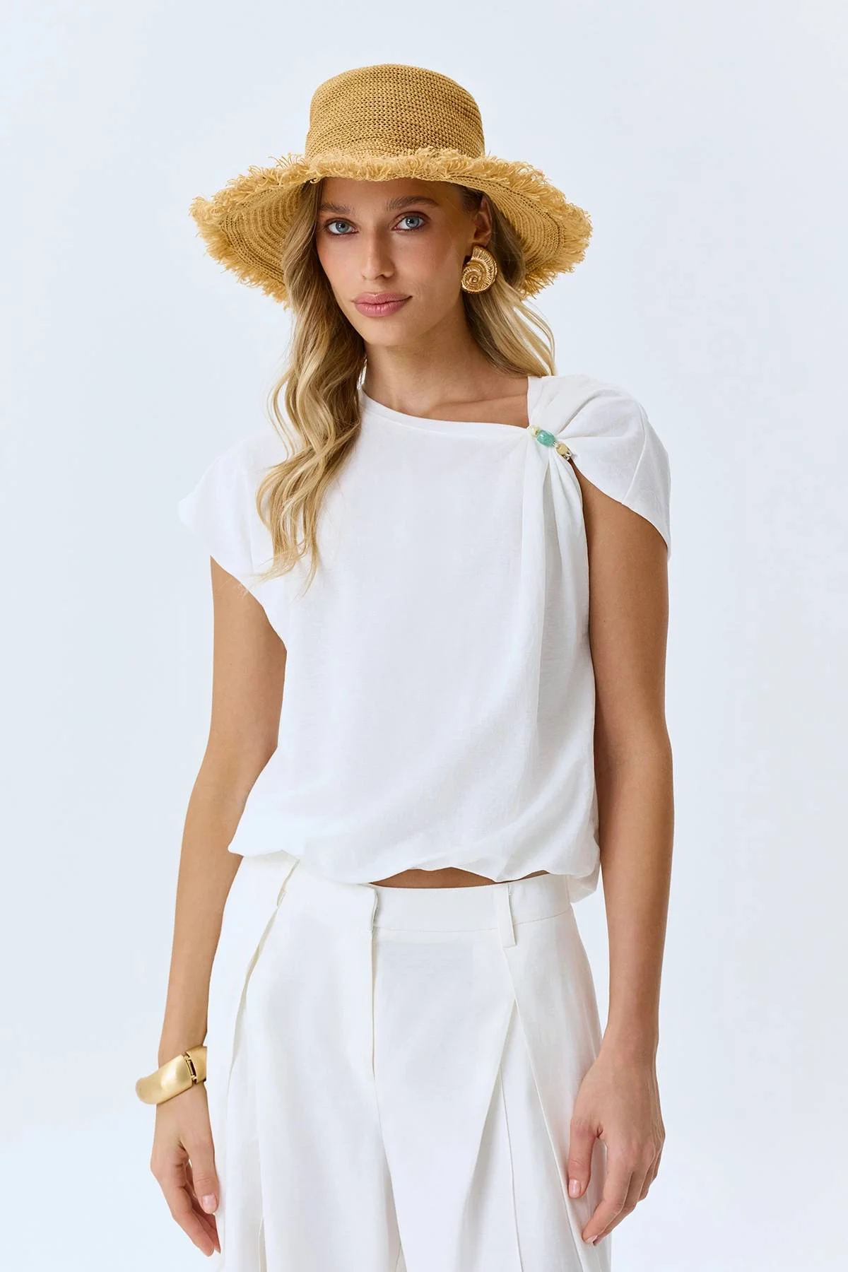 Белый топ двойной летний, 46