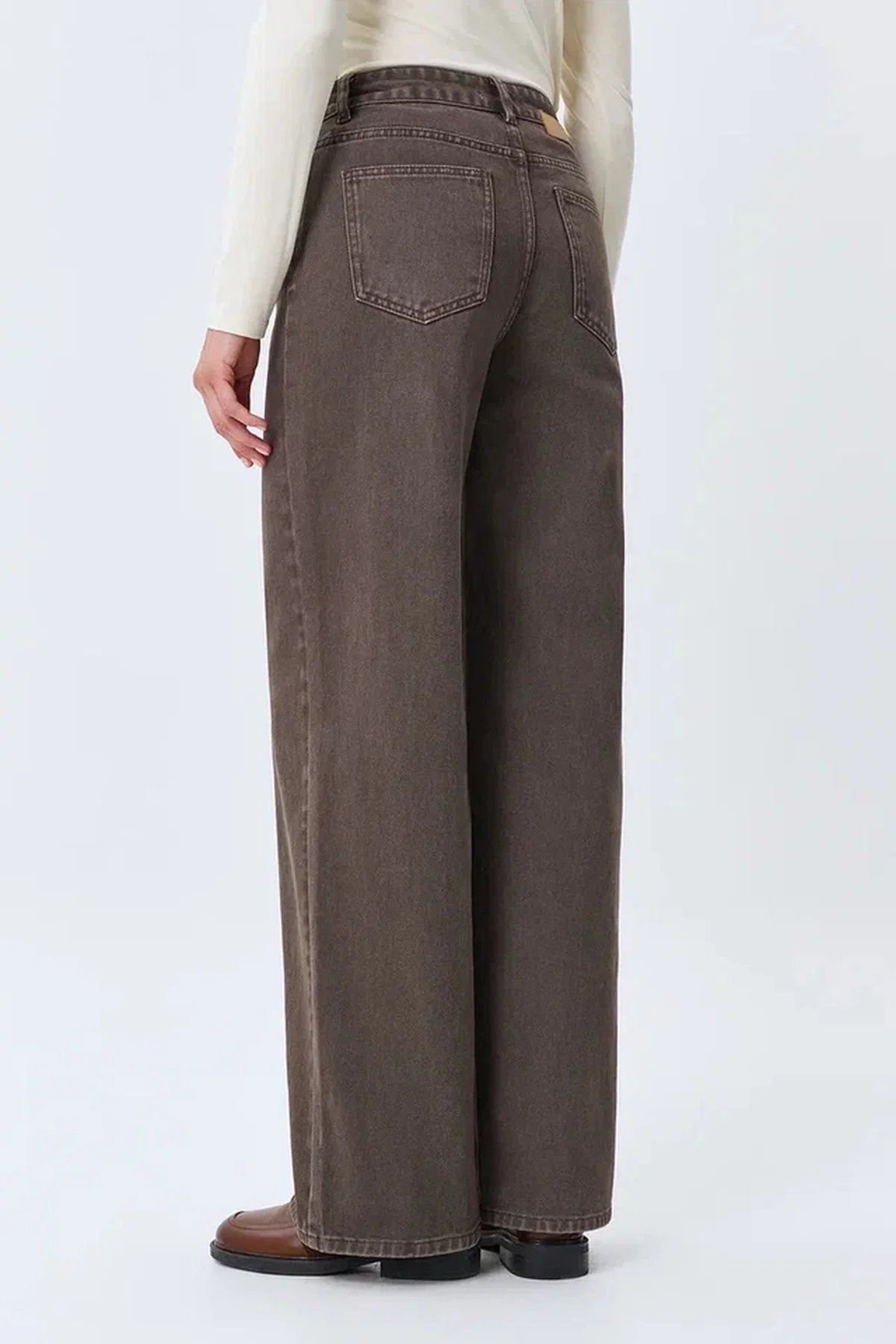 Кофейные джинсы "Wide leg", 42