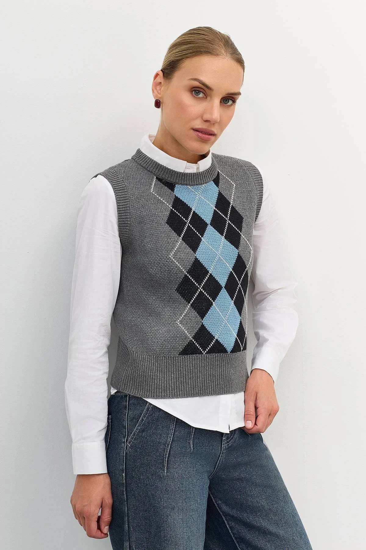 Жилет с узором аргайл, 42