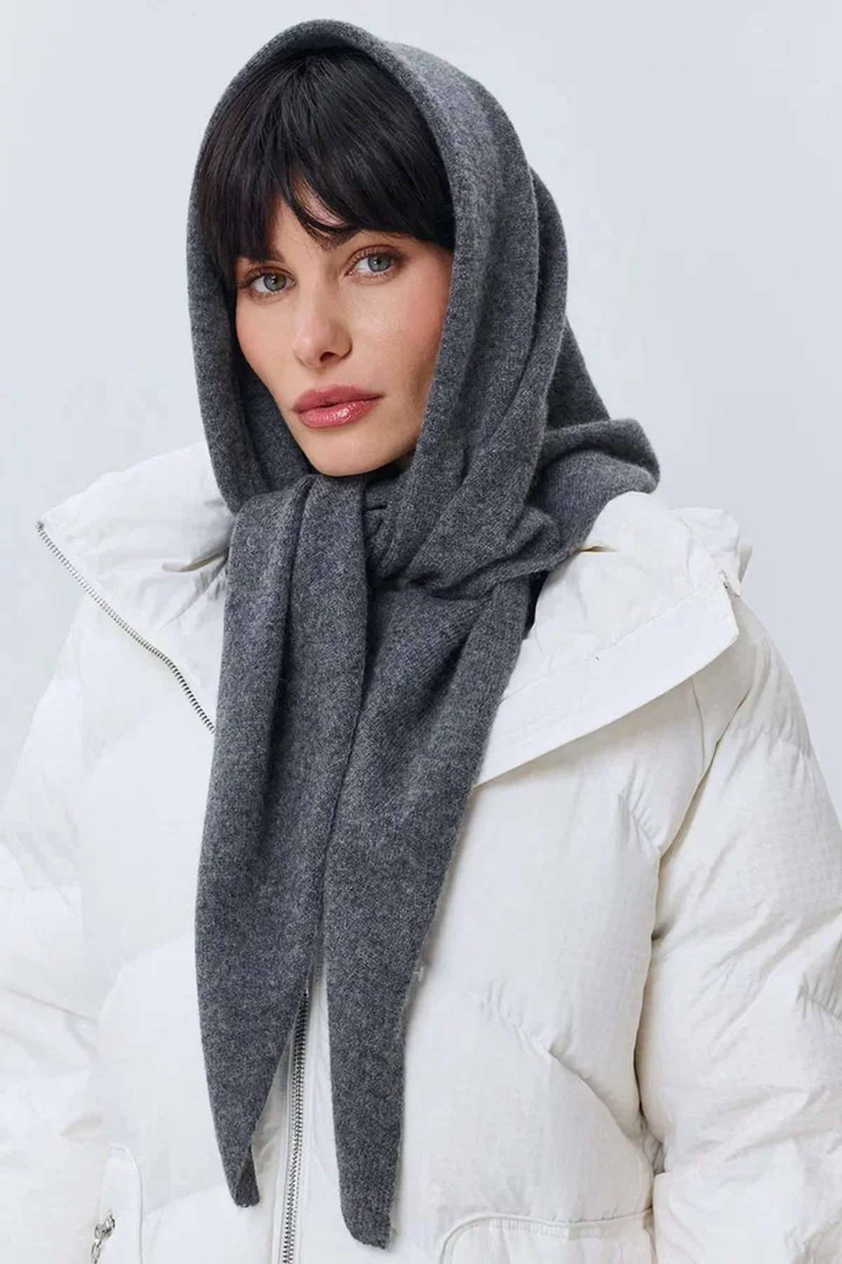Косынка серая из 100% шерсти, One