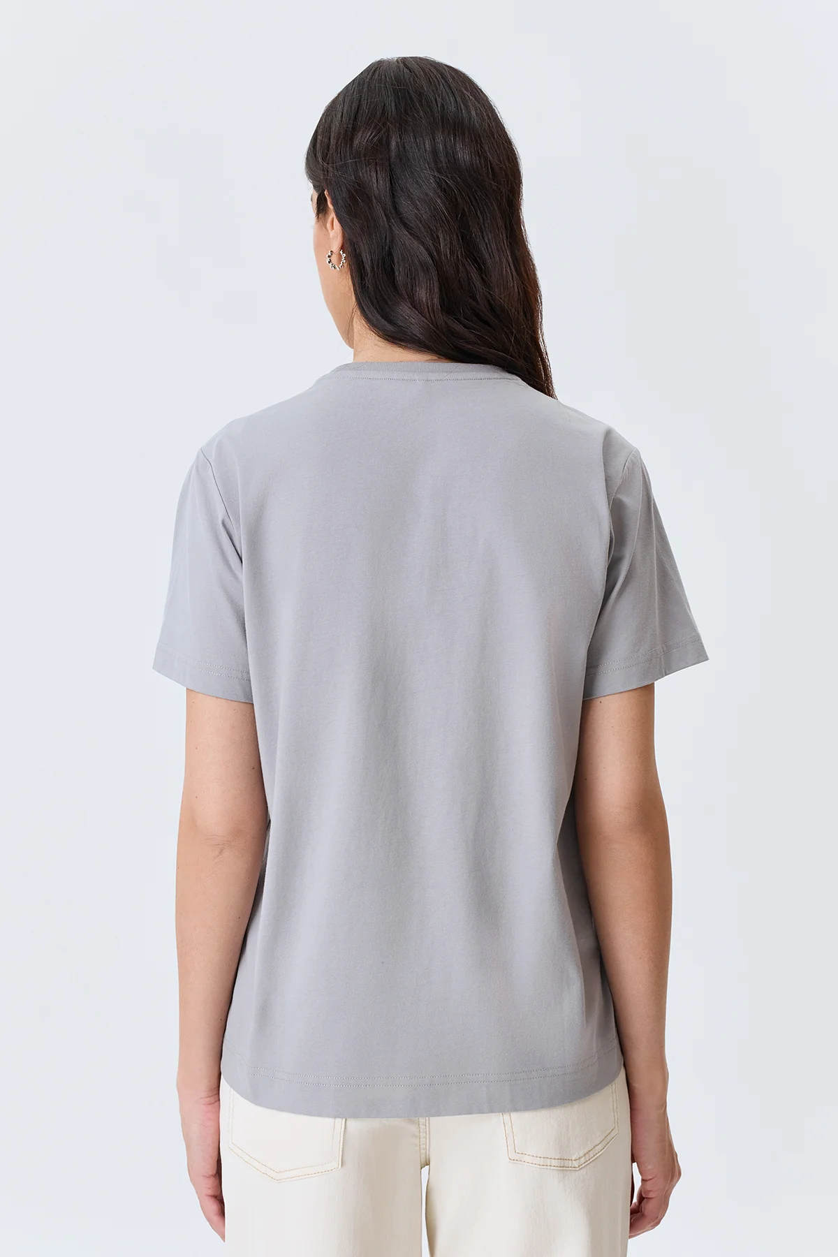 Футболка из хлопка с вышивкой в цвет, 42