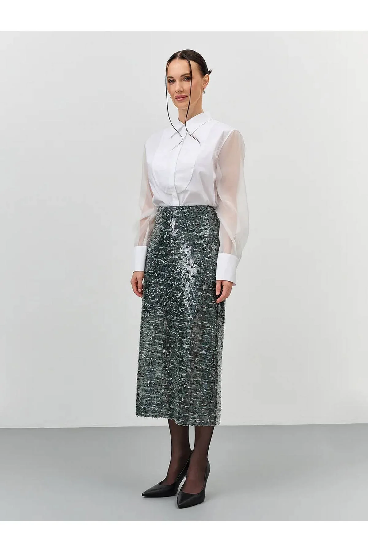 Лимитированная серия юбка с паетками и ремень, 48 Лимитированная серия юбка с паетками и ремень, 48