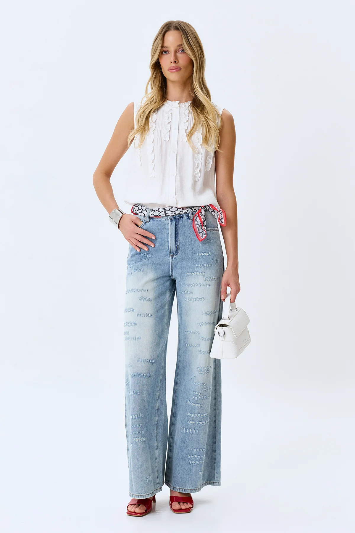 Блузка топ с романтичными рюшами, 42