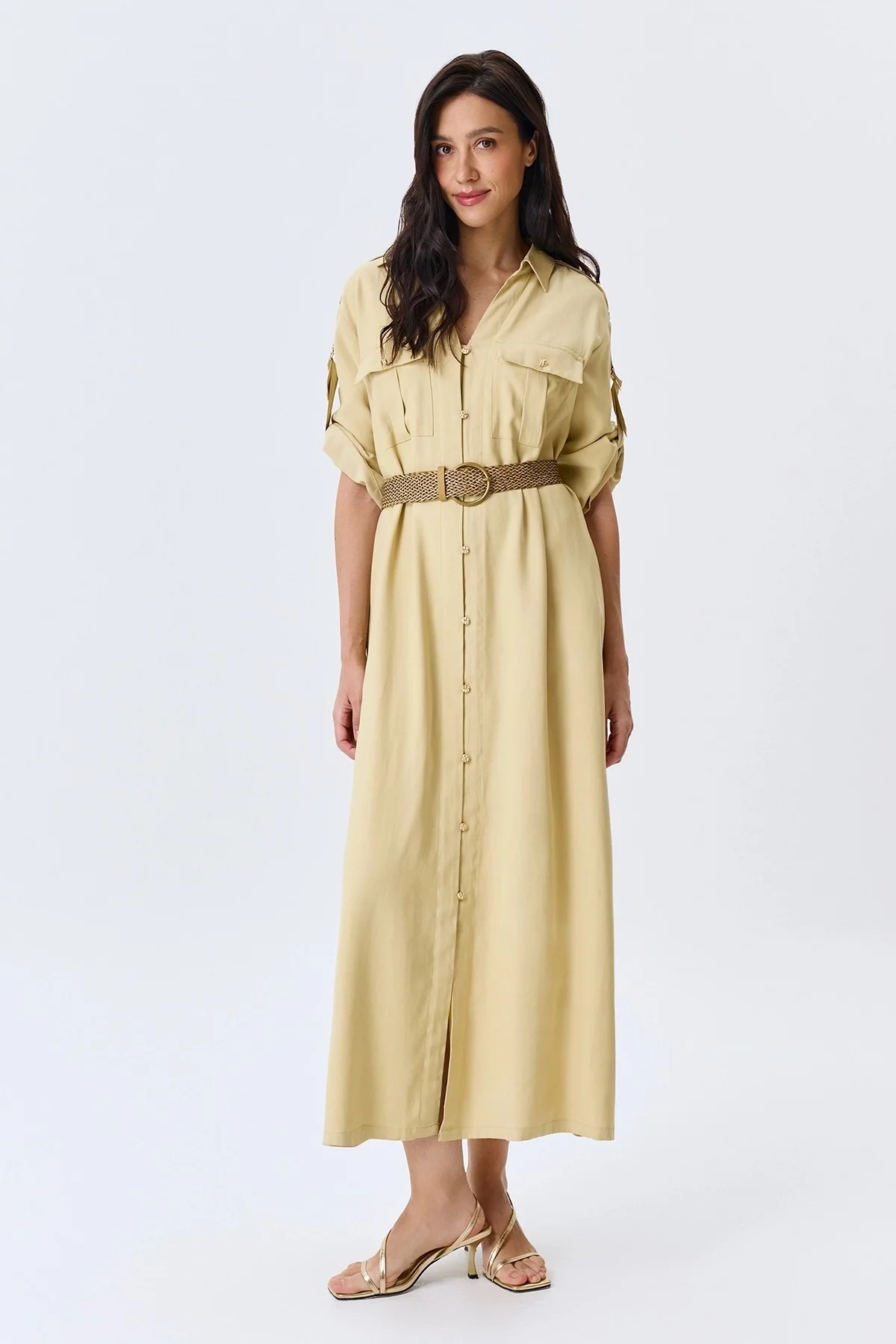 Плетеный ремень с круглой пряжкой, M