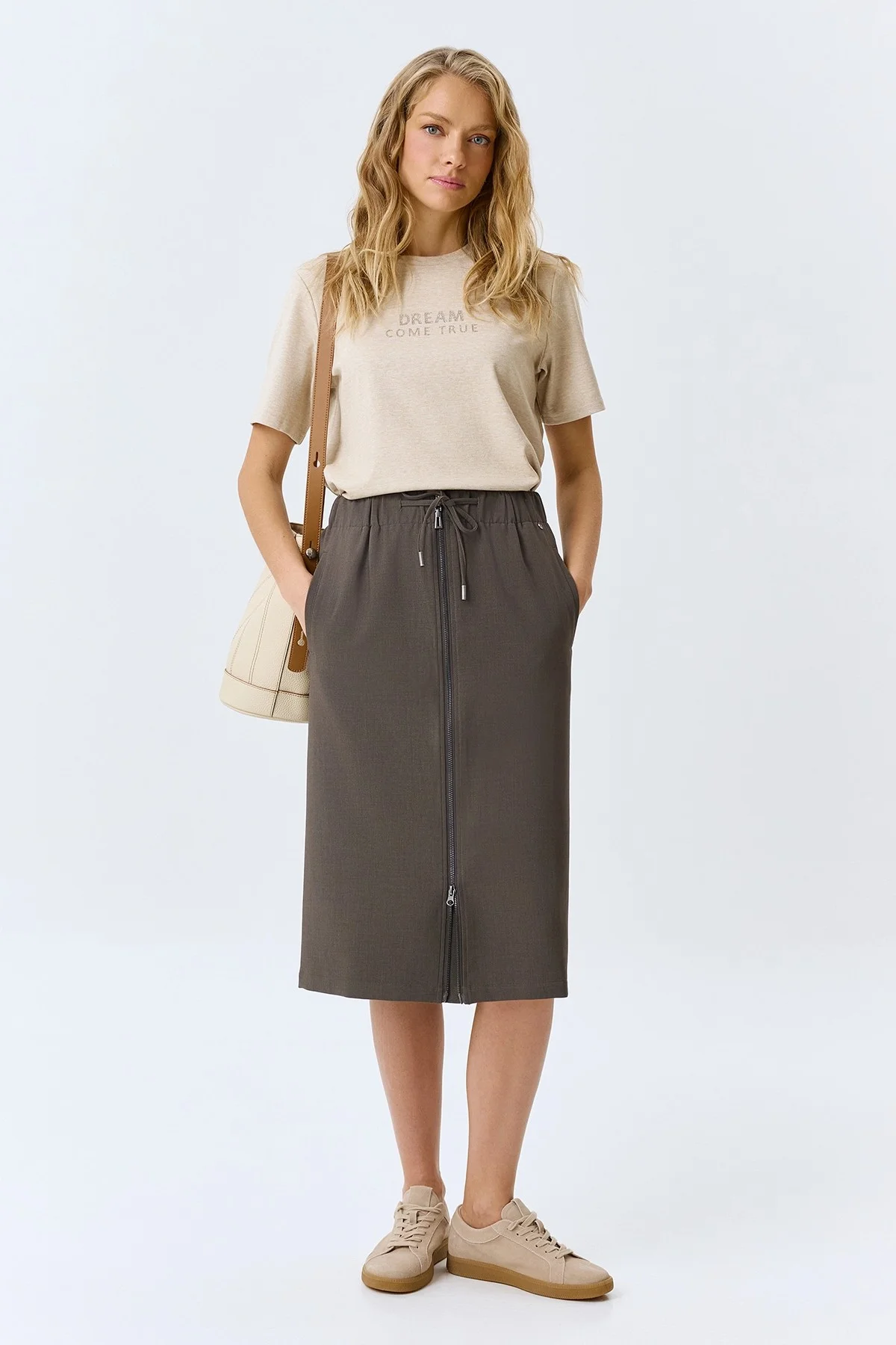 Меланжевая футболка из смесовой вискозы, 34