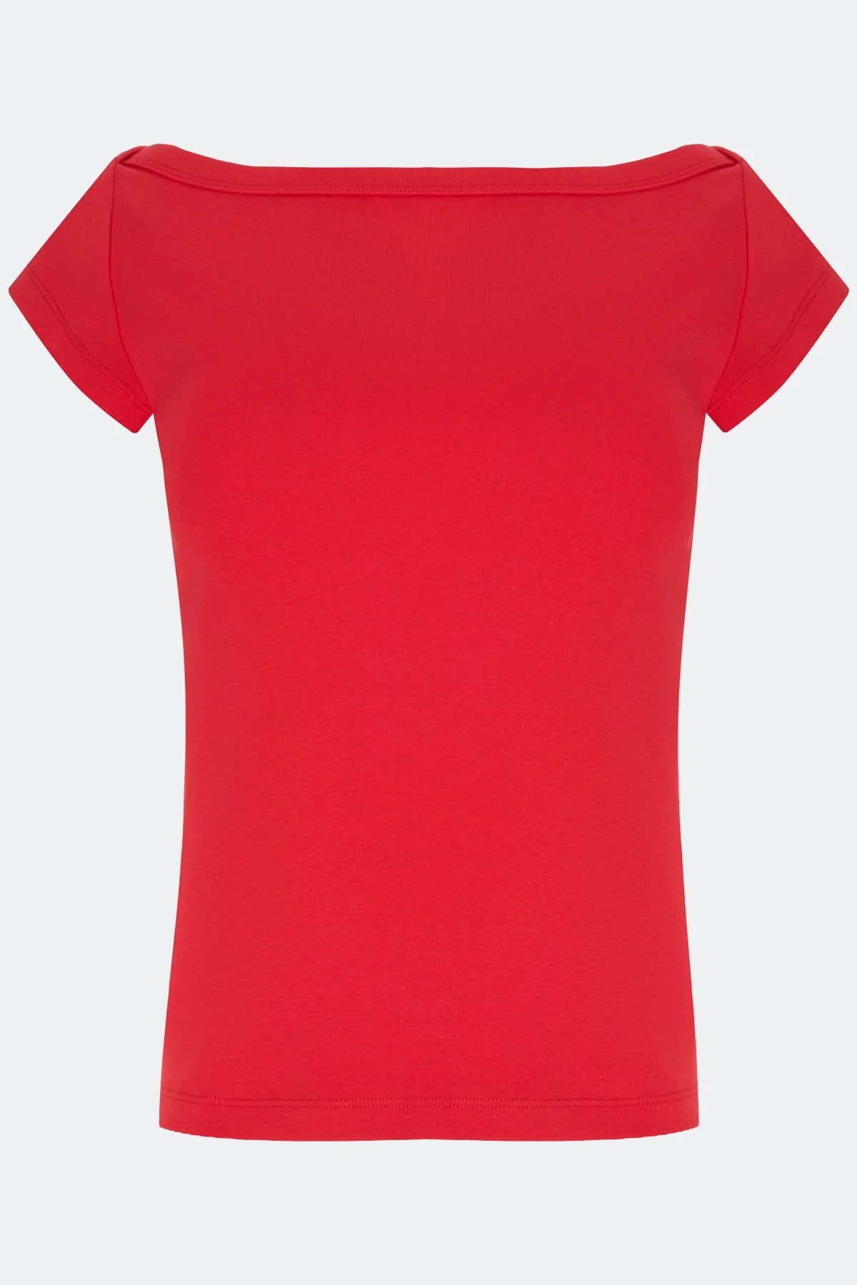 Базовая красная приталенная футболка, 48