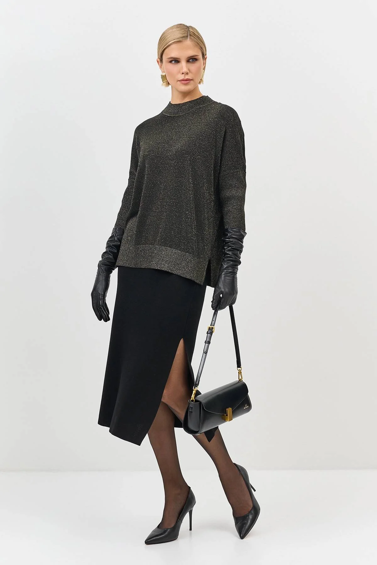 Джемпер с мерцающим люрексом, 44