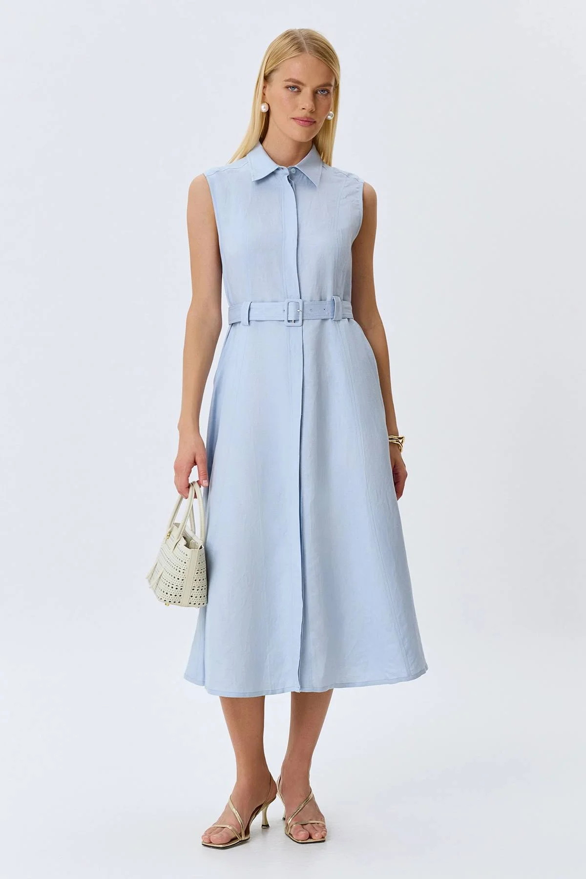 Льняное платье-рубашка, 44