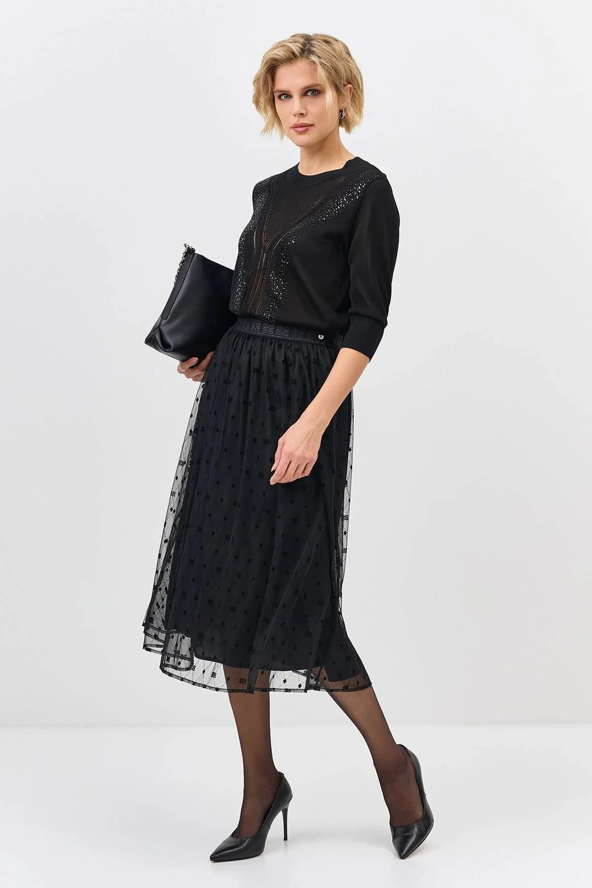 Лимитированная серия юбка из сетки с бархатным принтом и ремень, 34 Лимитированная серия юбка из сетки с бархатным принтом и ремень, 34