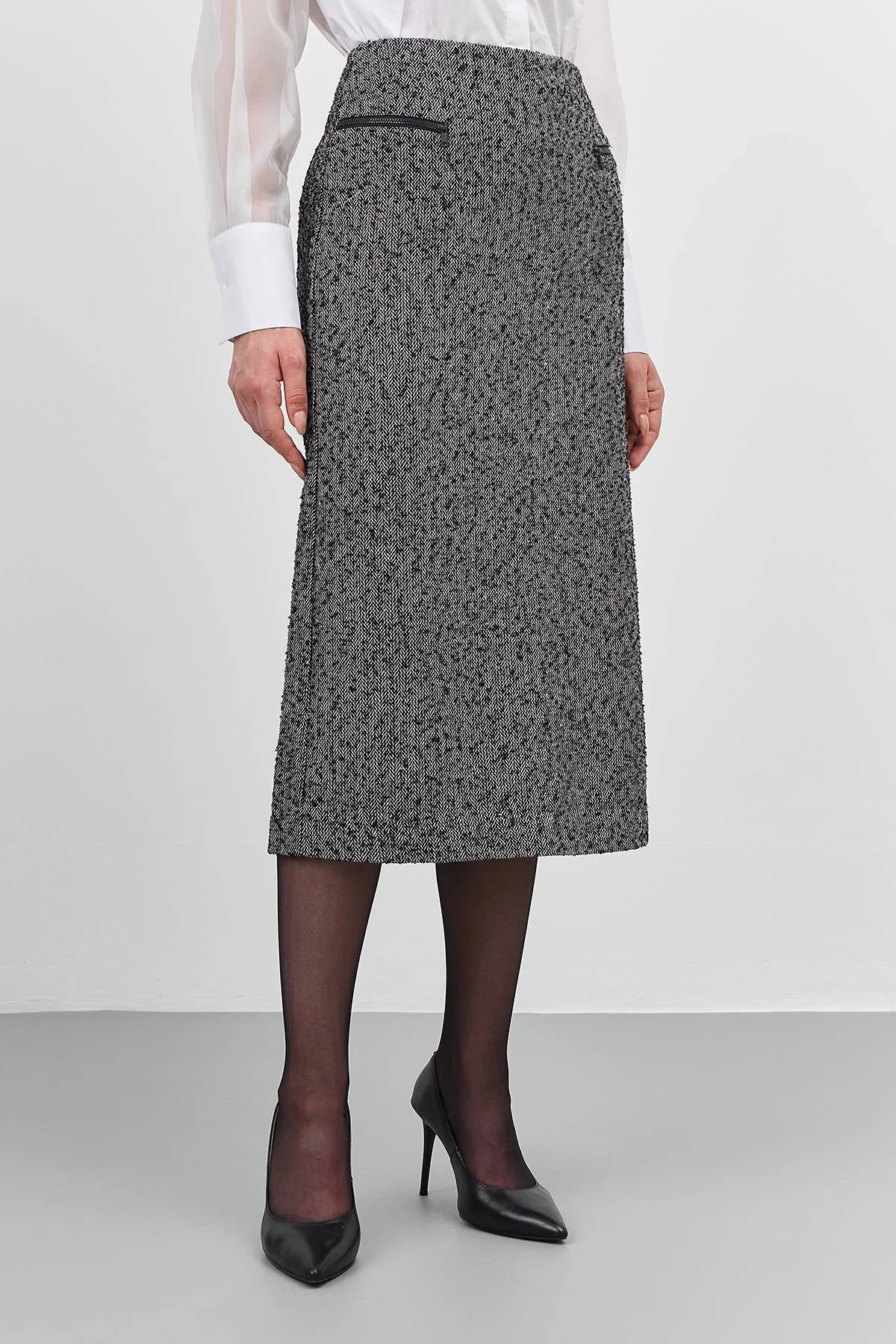 Прямая юбка из твида, 48