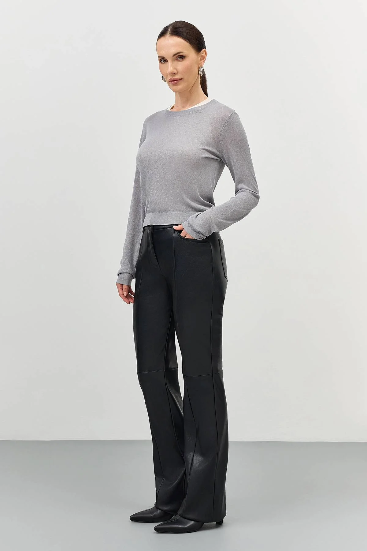 Лимитированная серия комбинированный джемпер с люрексом и ремень, 50