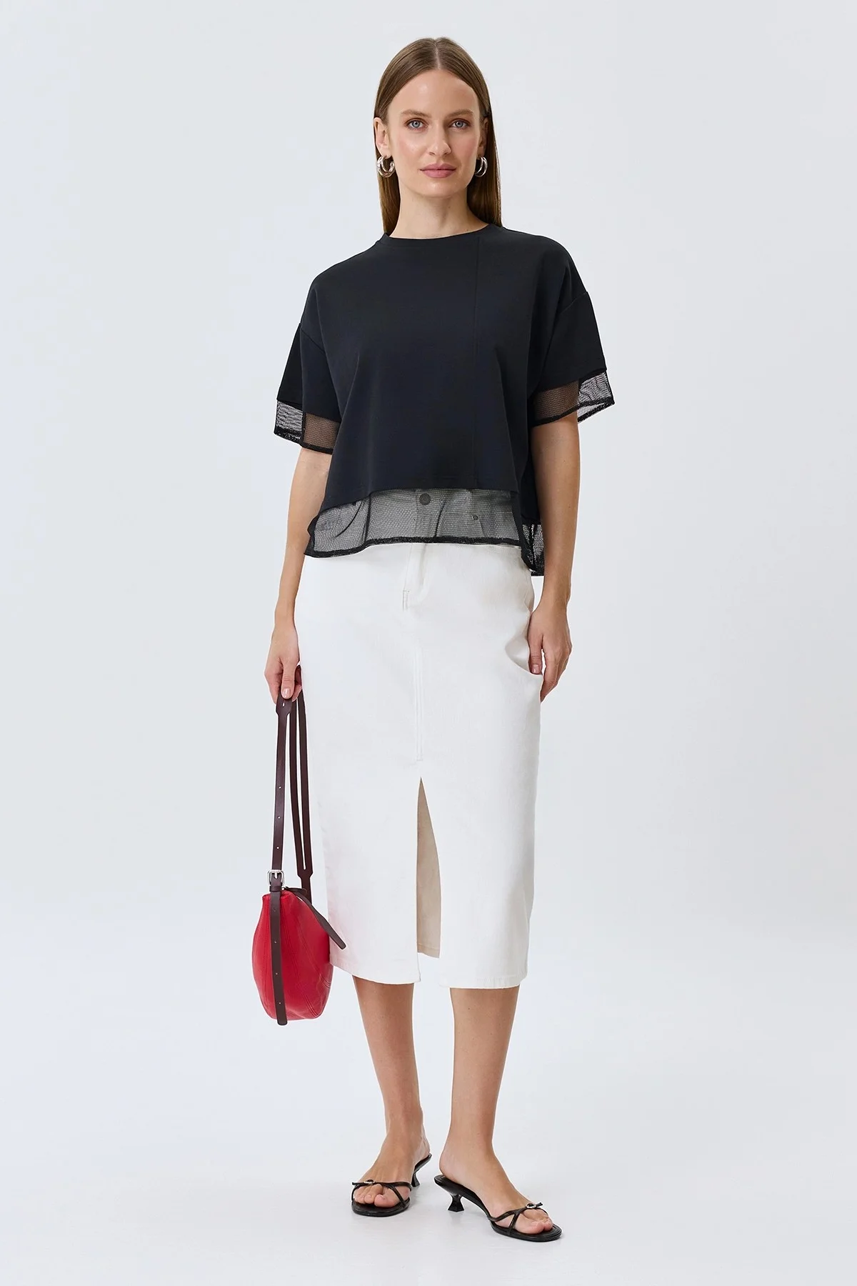 Джемпер с вставками из сетки, 46