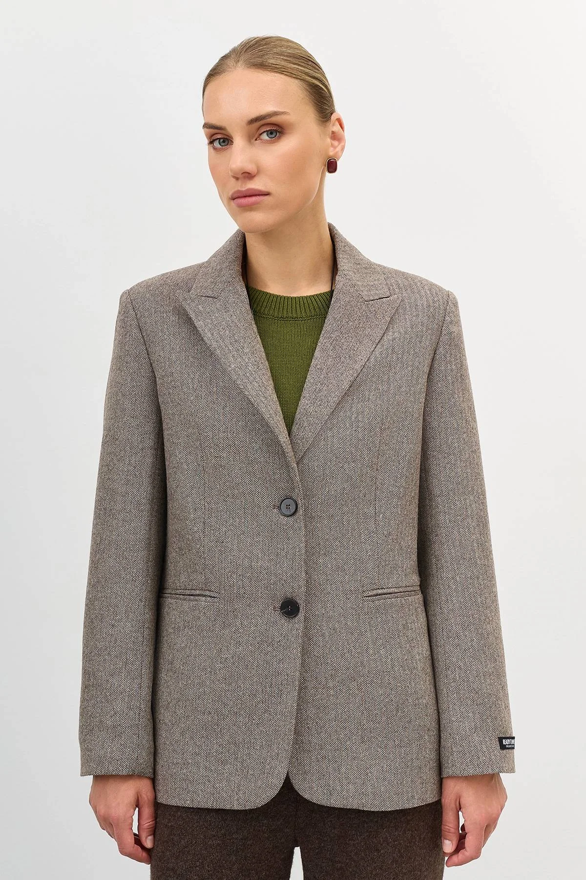 Лимитированная серия коричневый жакет с ремнем, 50