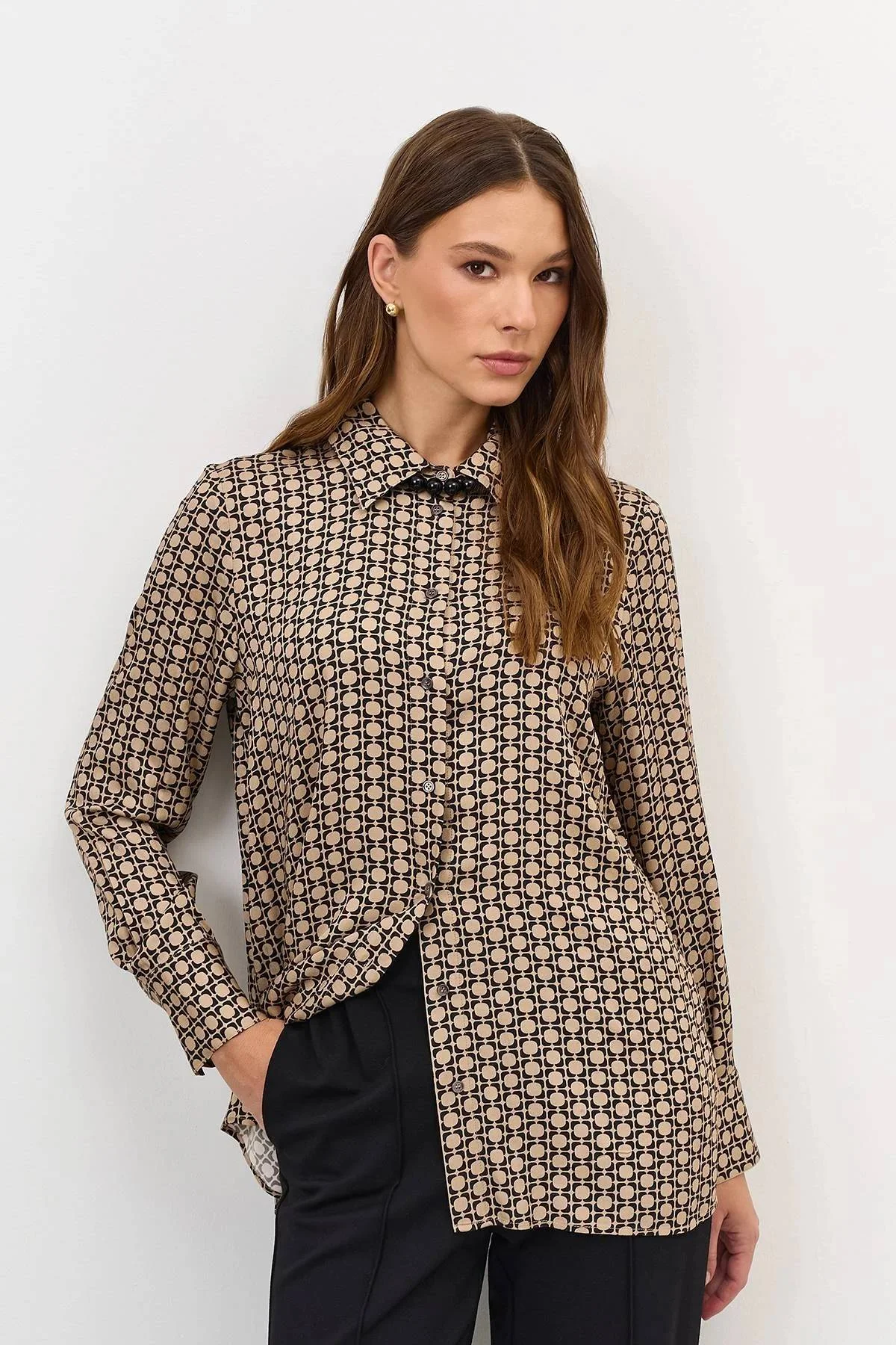 Блузка с принтом из 100% вискозы, 44