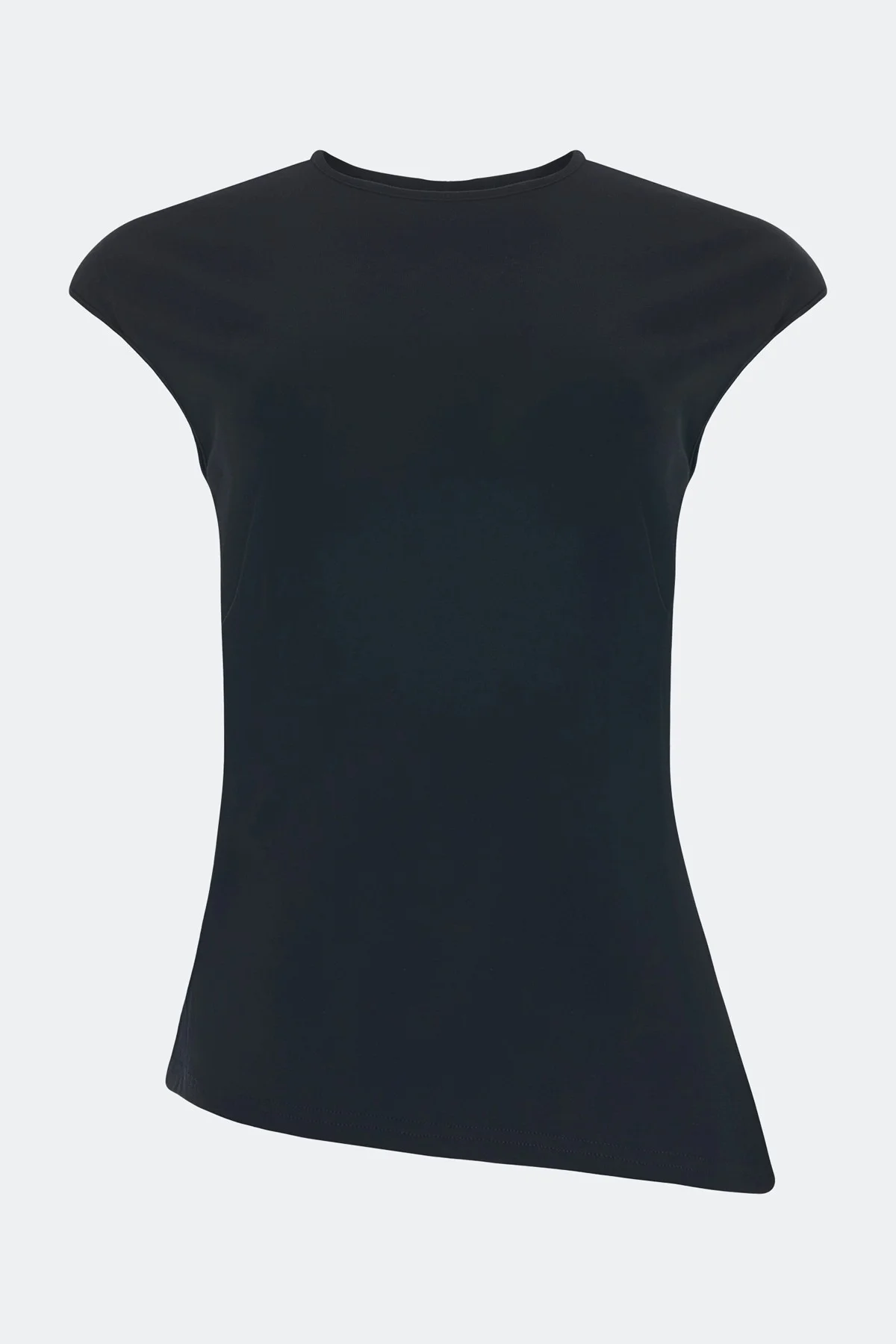 Асимметричный черный топ с высоким разрезом, 42