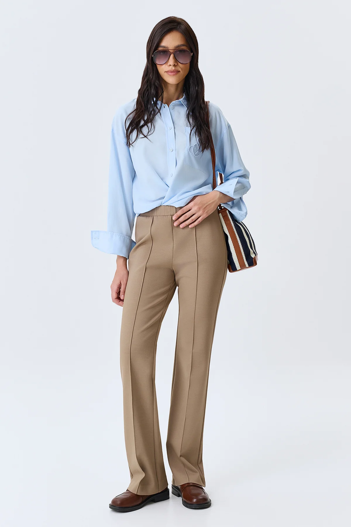 Брюки из джерси с простроченными стрелками, 46