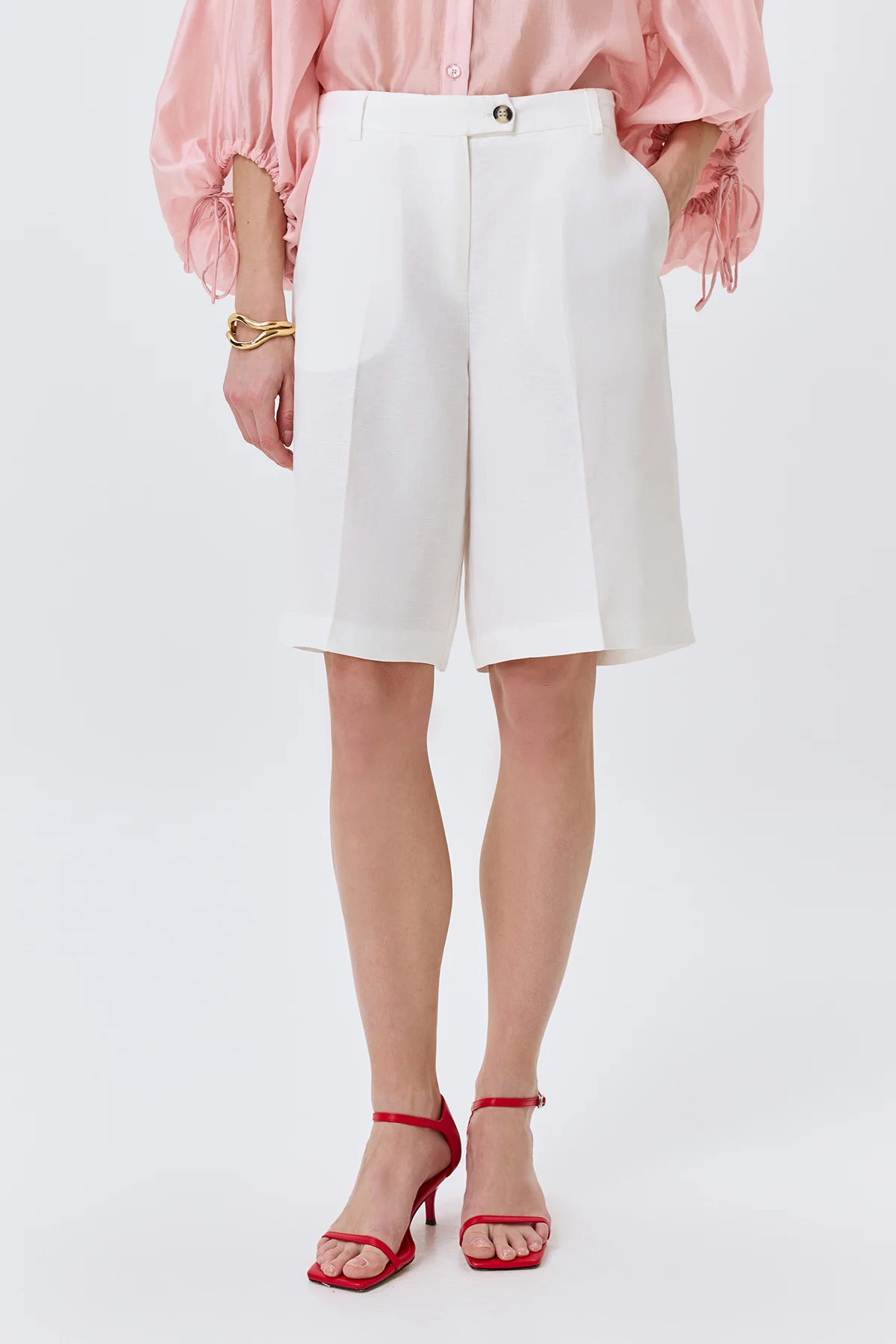 Льняные бермуды с мягкими стрелками, 52