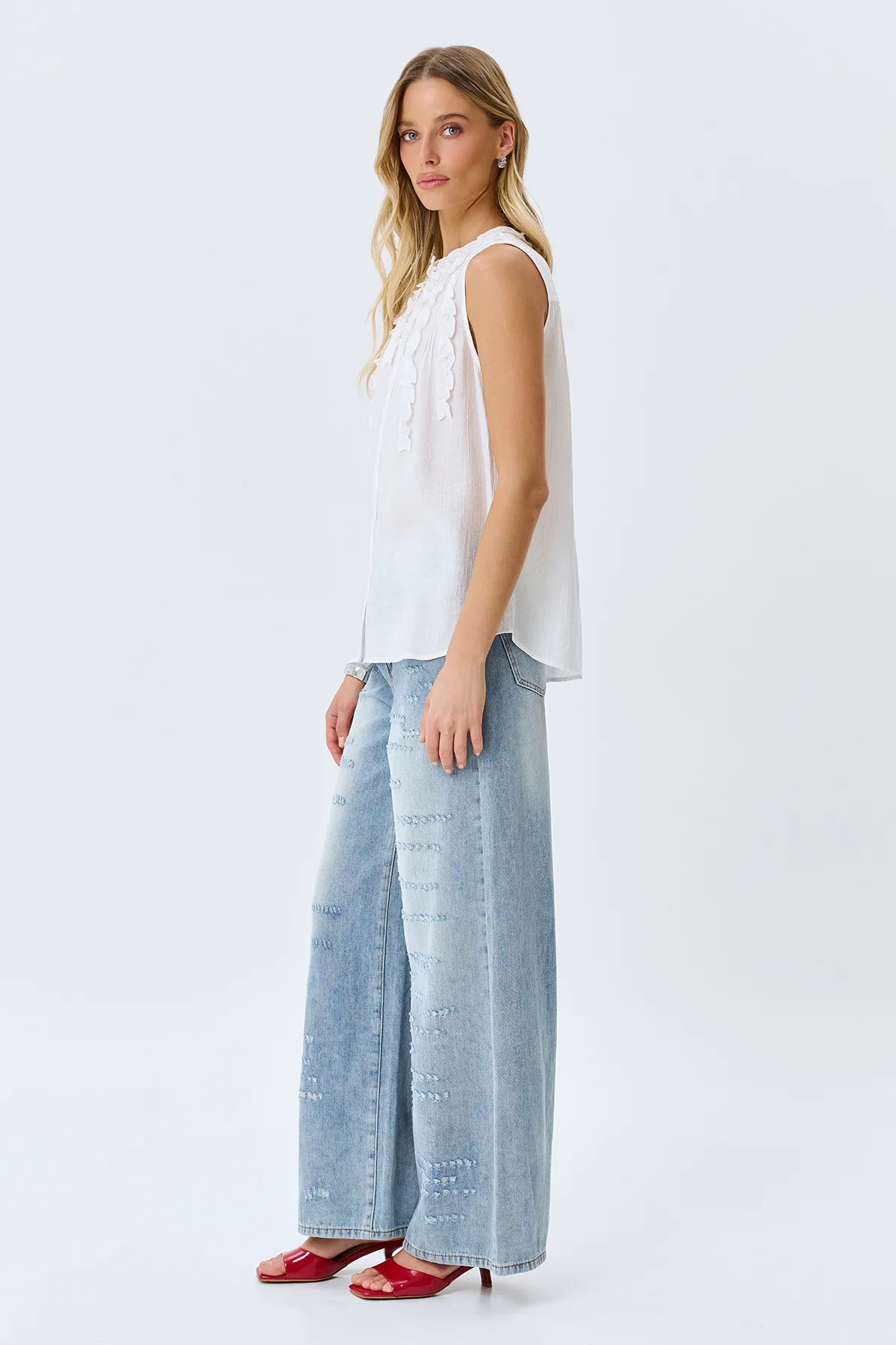 Блузка топ с романтичными рюшами, 46