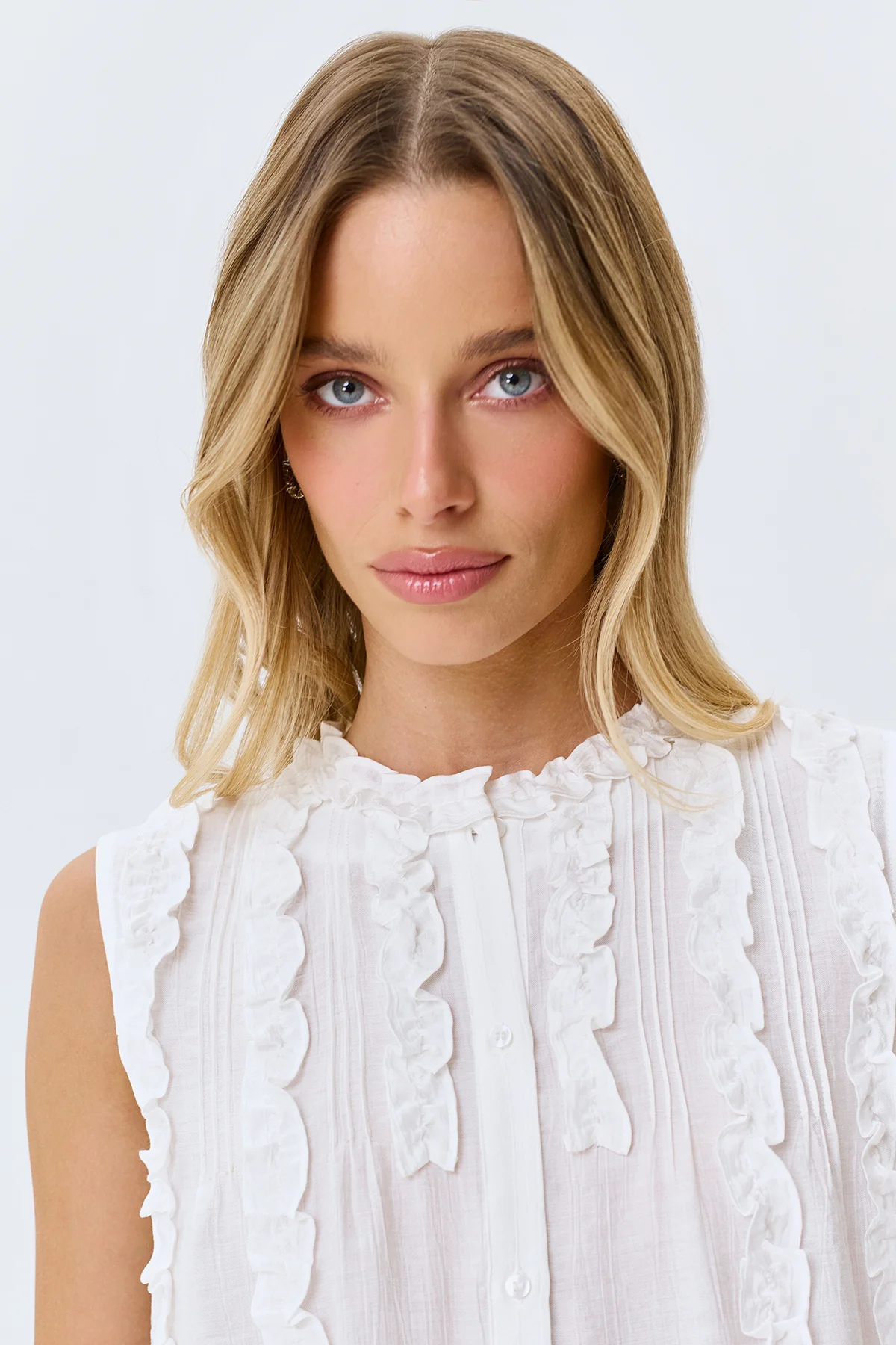 Блузка топ с романтичными рюшами, 48