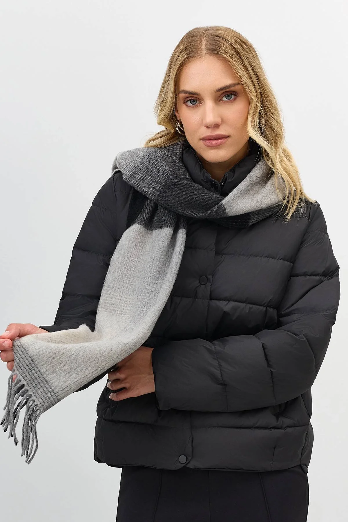 Шарф из 100% шерсти с клетчатым принтом, One