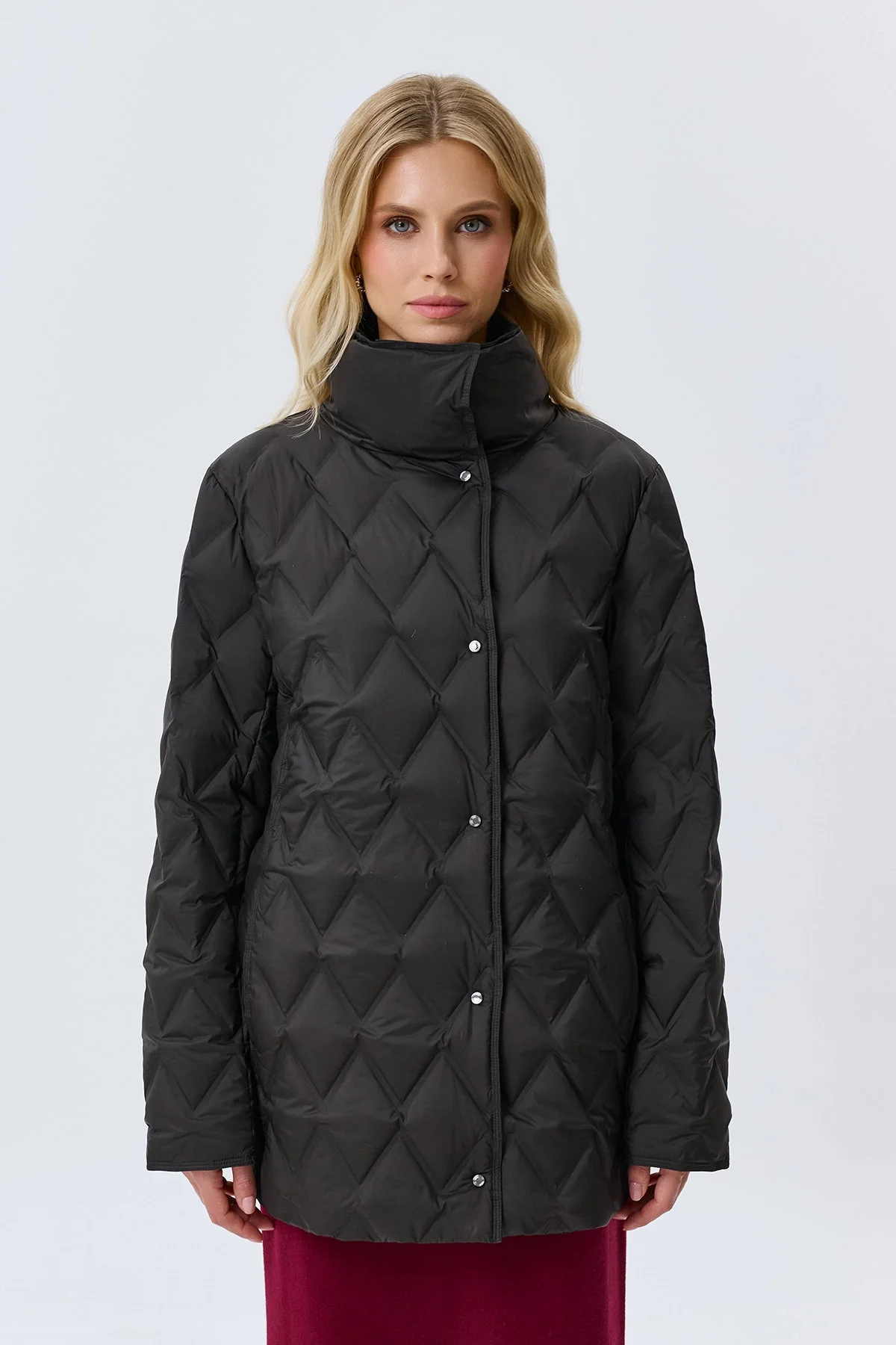 Легкая куртка с ромбовидной стежкой, черный, 38