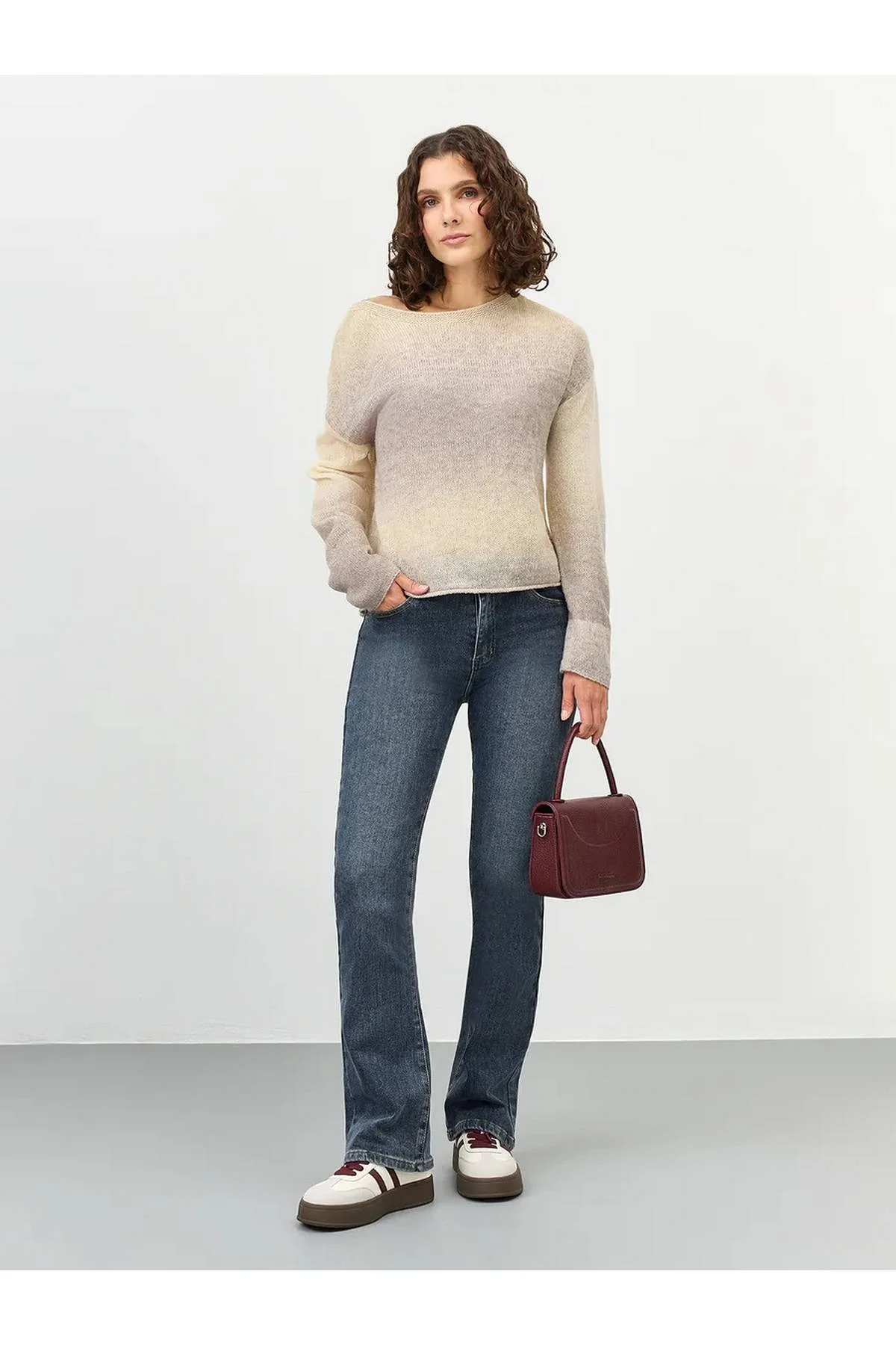 Лимитированная серия джемпер с градиентным принтом и ремень, 42