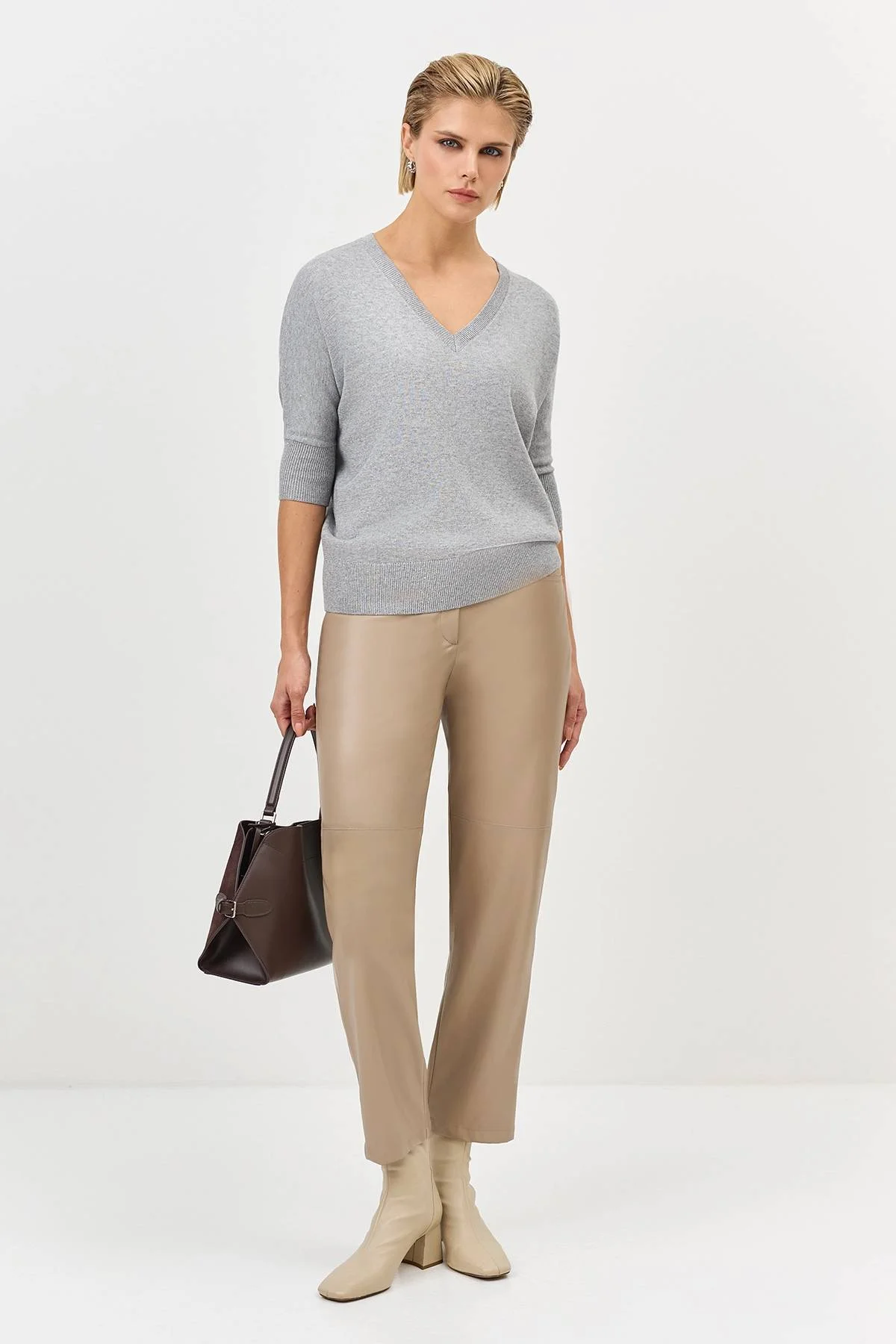 Лимитированная серия нежный джемпер с шелком и ремень, 34 Лимитированная серия нежный джемпер с шелком и ремень, 34