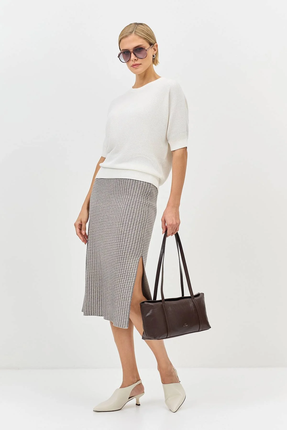 Лимитированая серия базовый джемпер с короткими рукавами и ремнем, 36