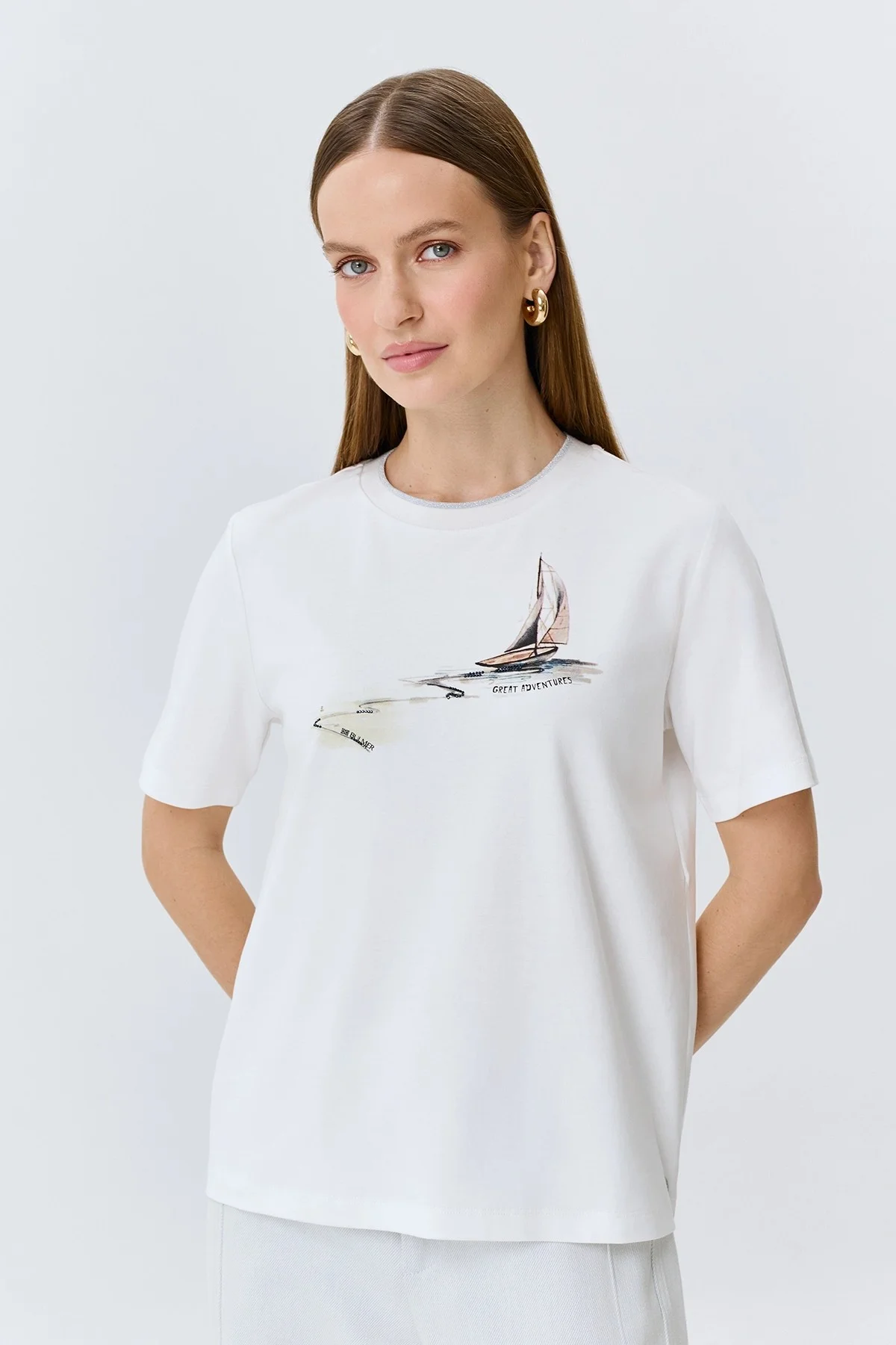 Футболка с принтом из хлопка, 46