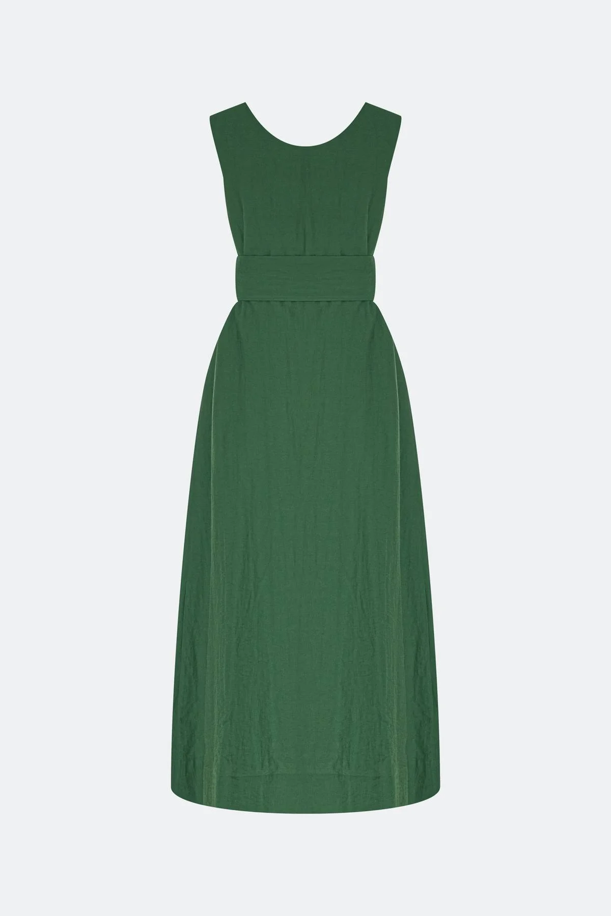 Свободное платье с поясом в зеленом цвете, 42