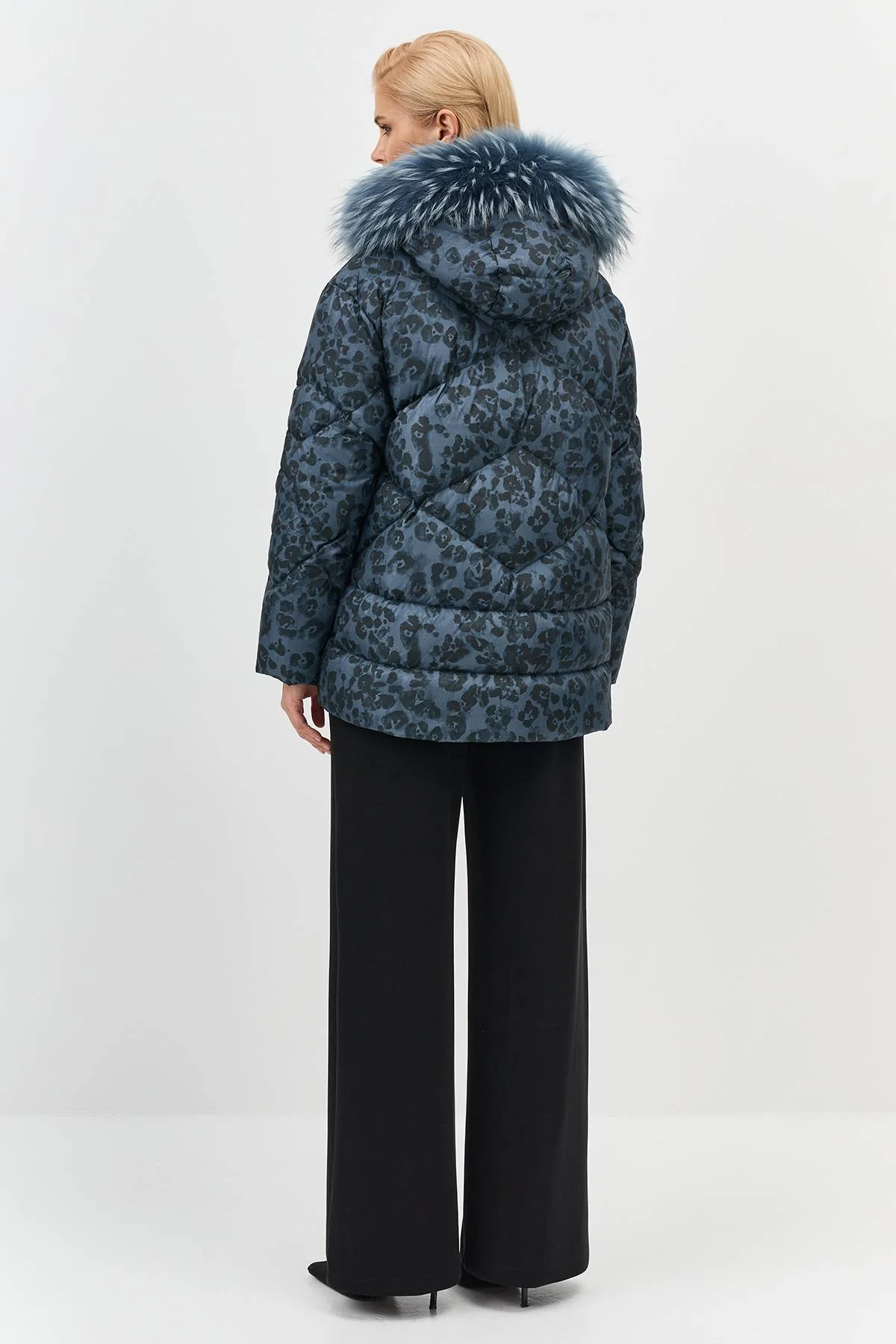 Куртка с принтом и меховой опушкой, 34