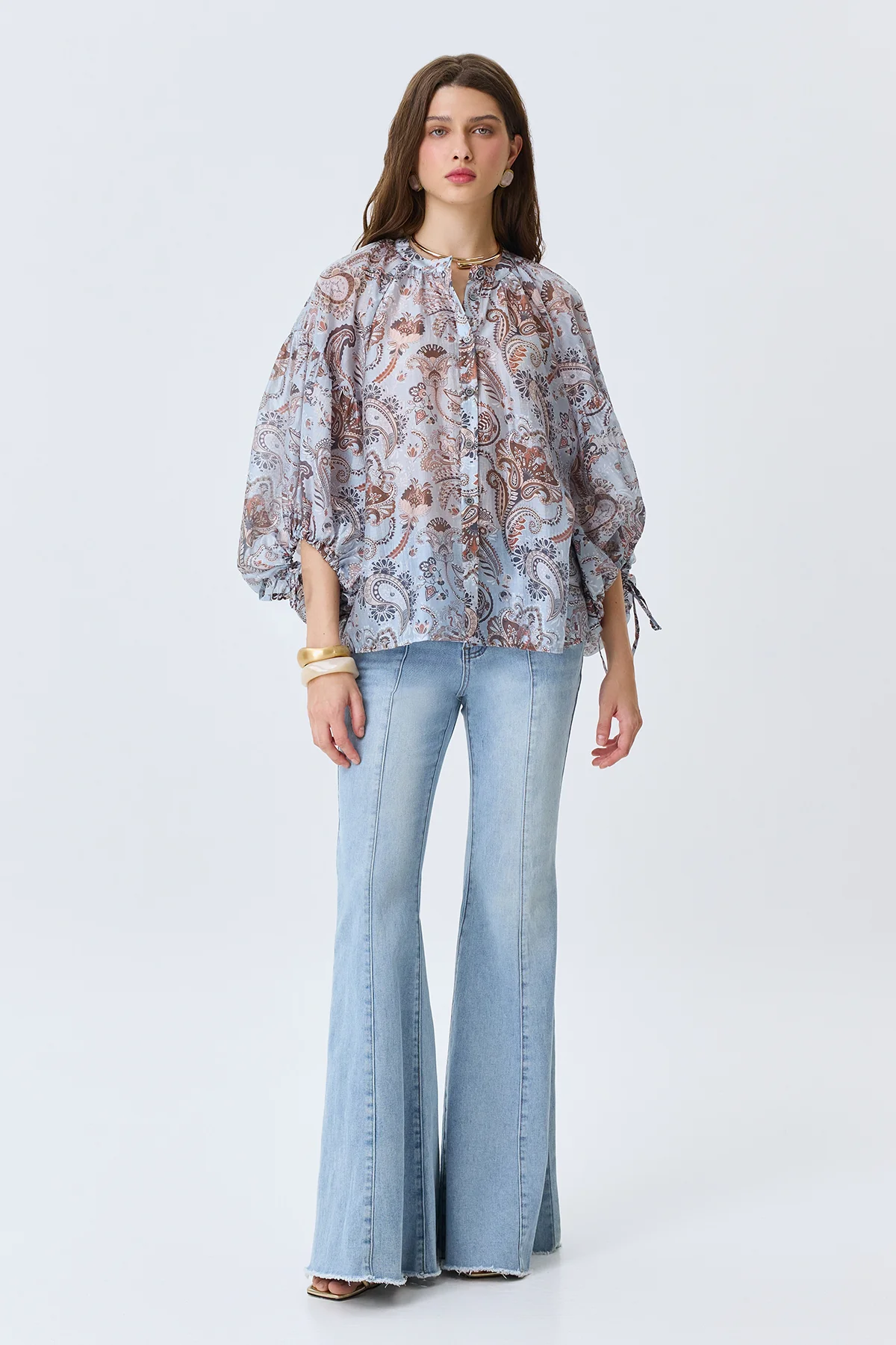 Романтичная блузка с принтом "Пейсли", 40