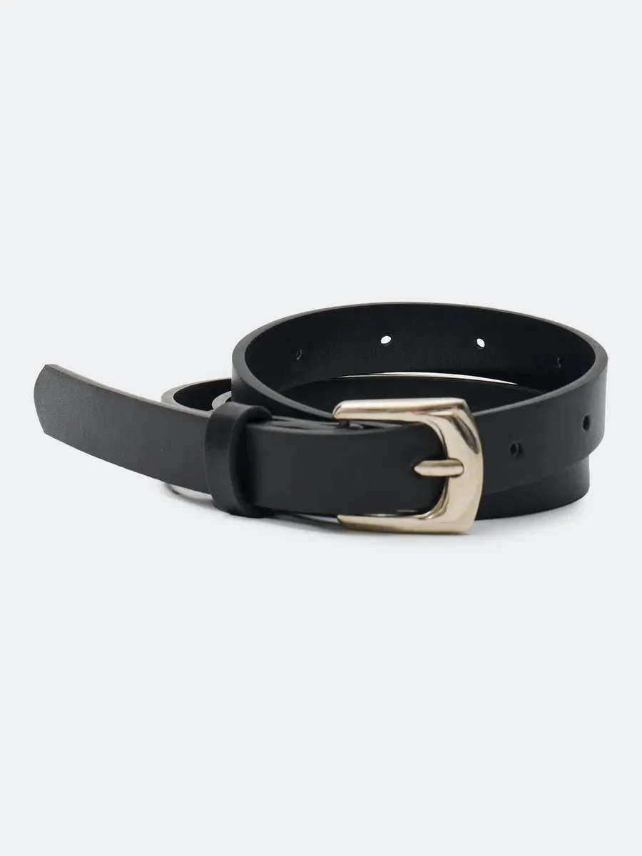 Узкий ремень с квадратной пряжкой, S