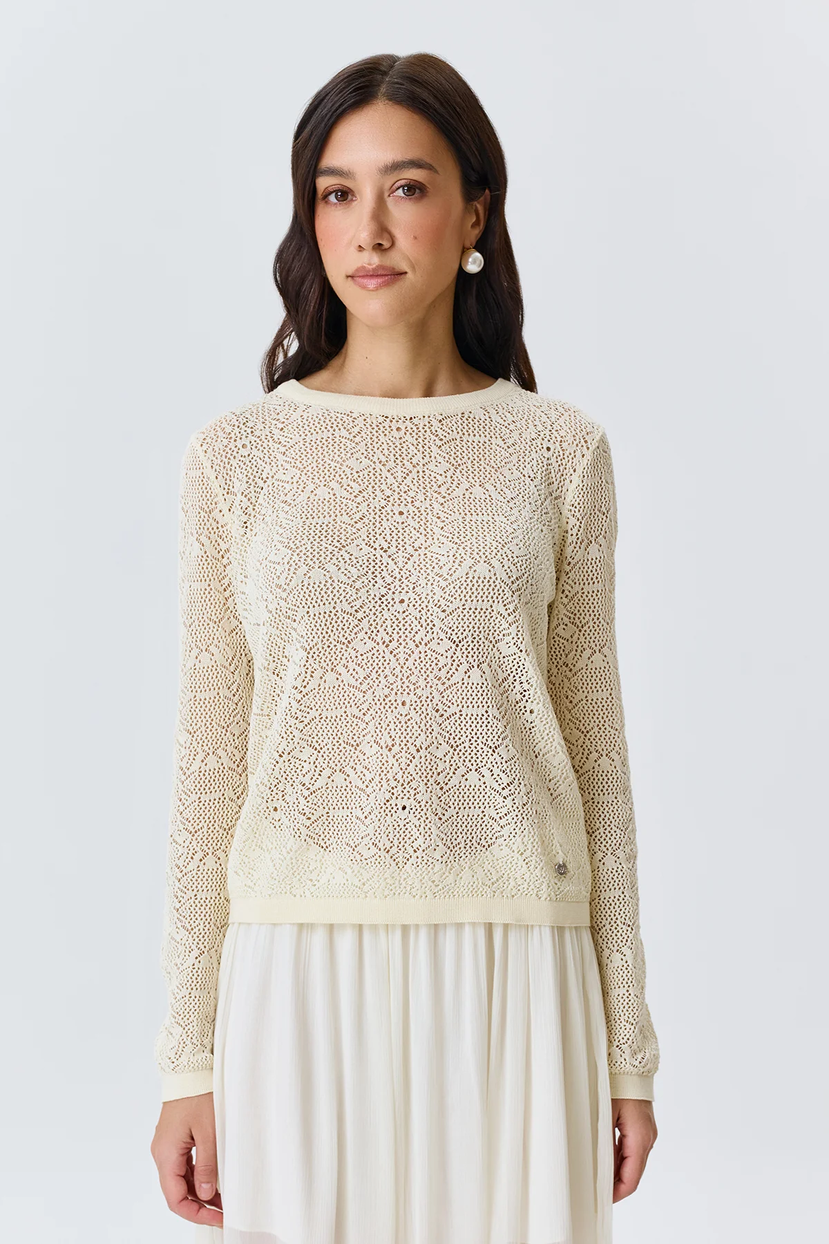 Ажурный вязаный джемпер, 42