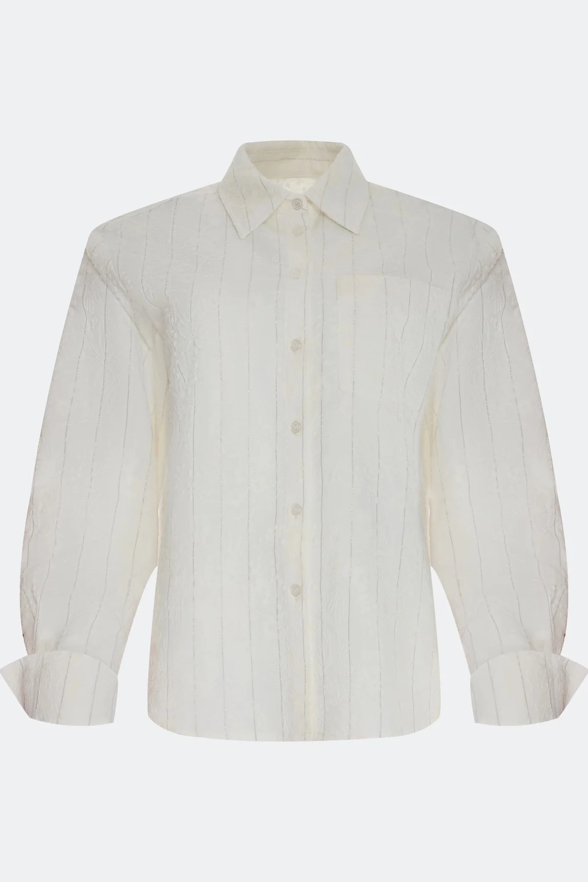 Рубашка с вышивкой в тонкую полоску, 44