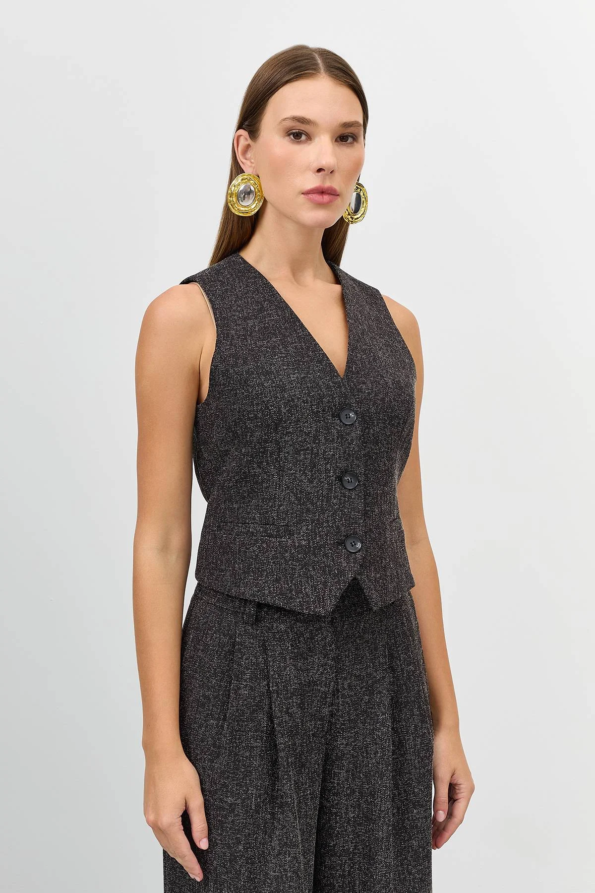 Лимитированная серия костюмный жилет из смесовой вискозы и ремень, 50