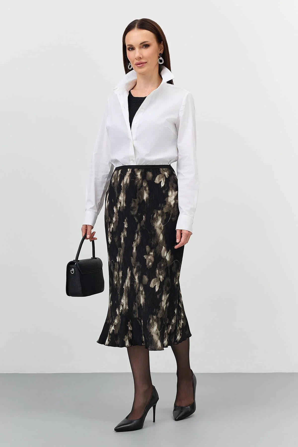 Юбка-плиссе из фактурной ткани, 42