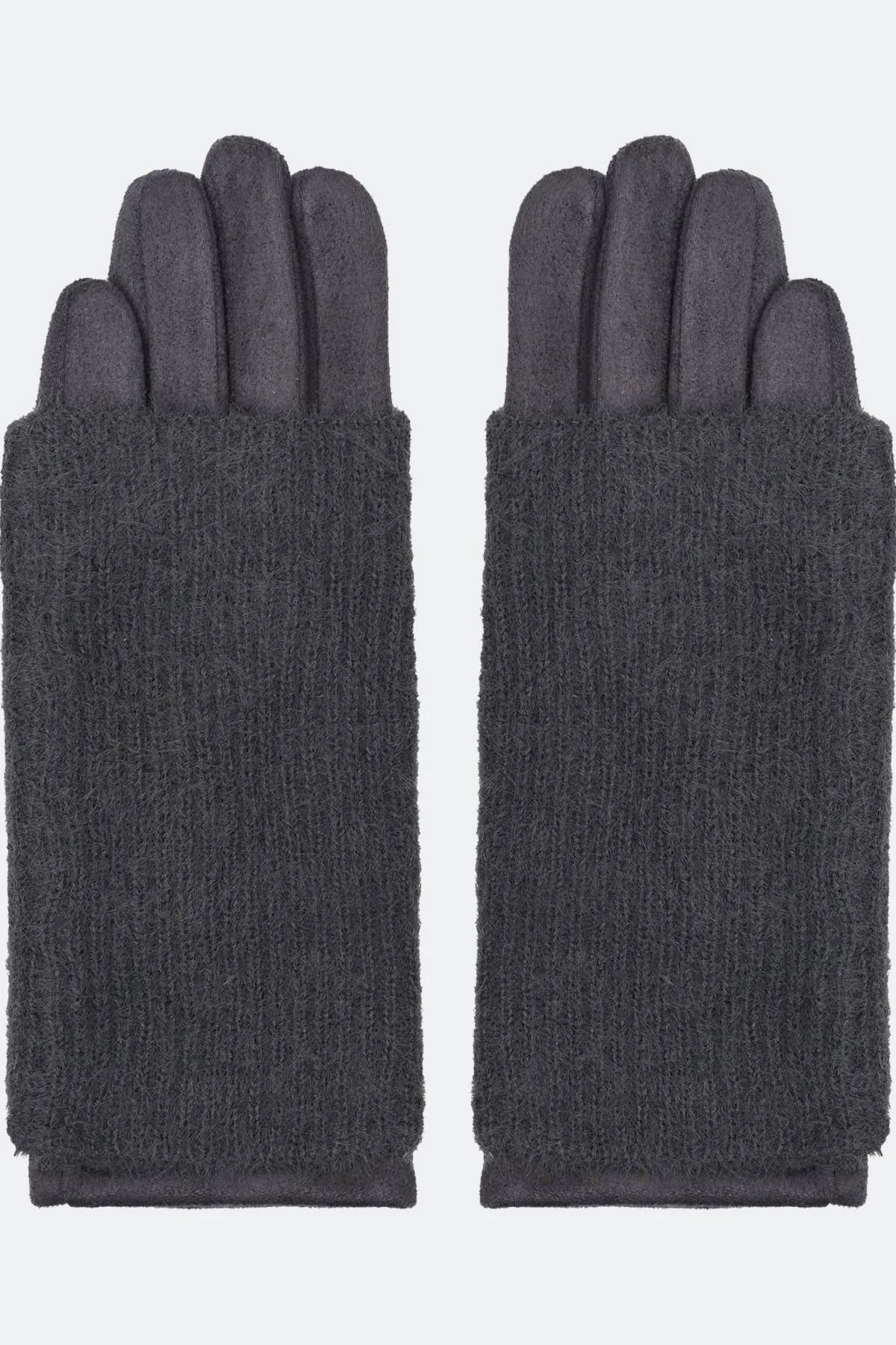Серые вязаные перчатки с контрастной отделкой, One