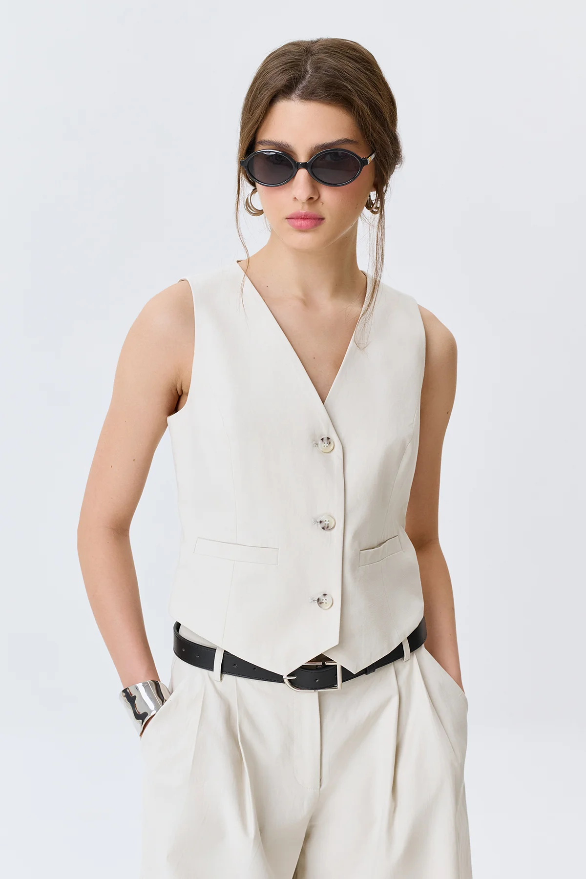 Классический жилет из лиоцелла и хлопка, 52